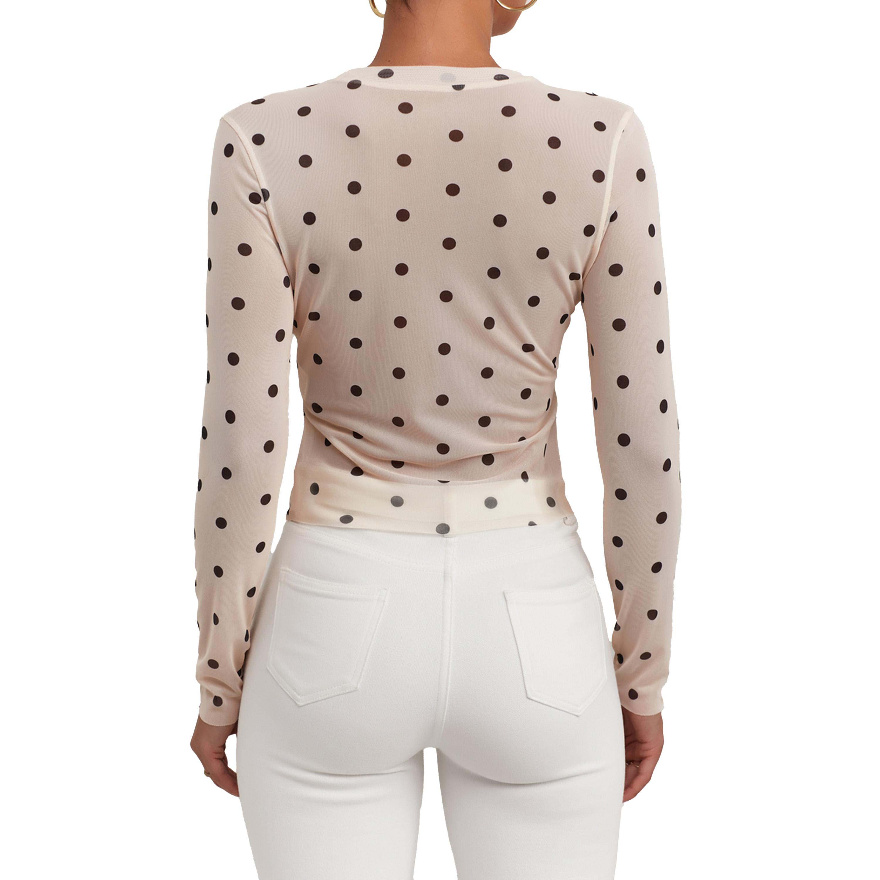 Styli Polka Dot Mesh Long Sleeve Round Neck Top-women-clothing-shirtsandblouses-blouses-image-5