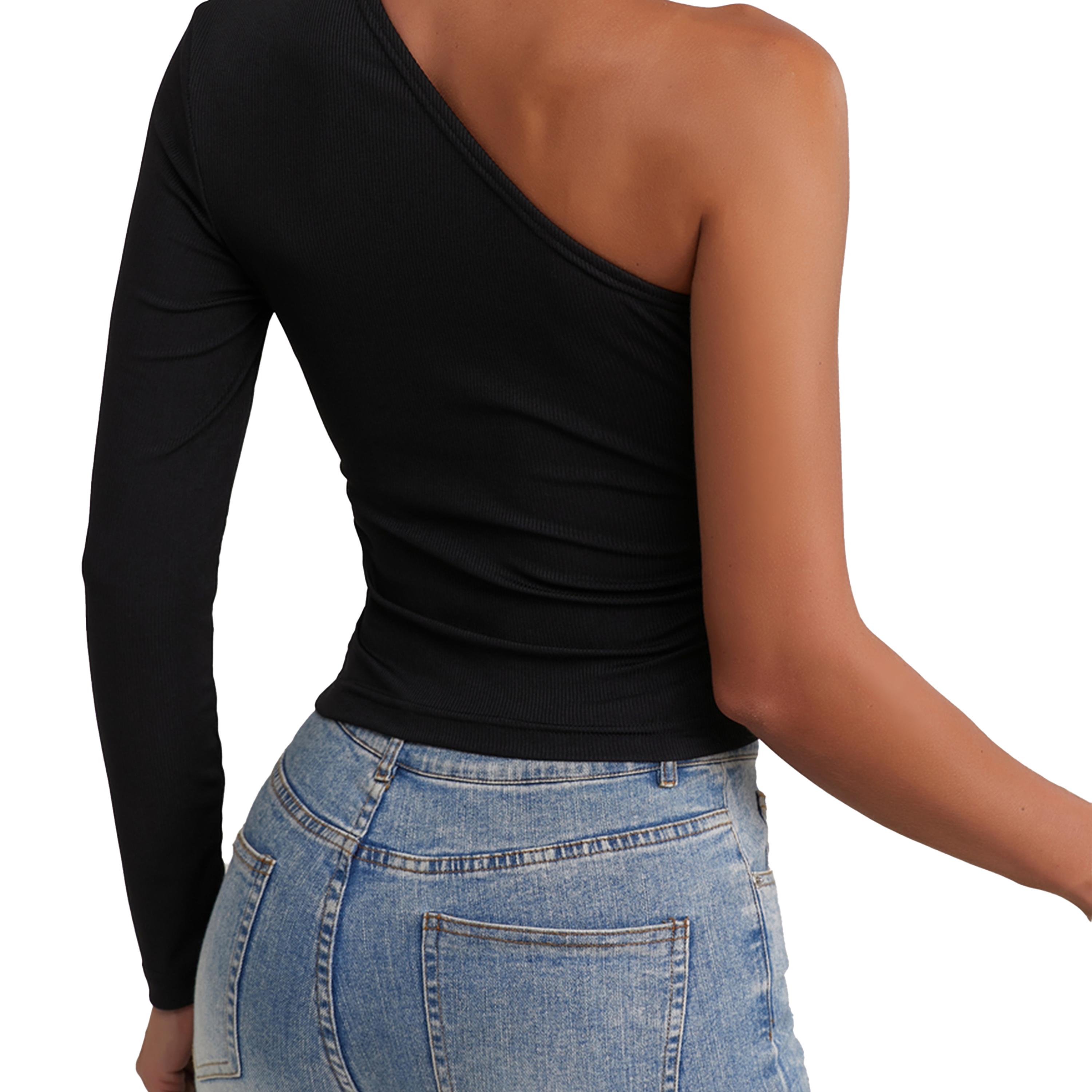 Styli Solid One Shoulder Ribbed Top-women-clothing-shirtsandblouses-blouses-image-2
