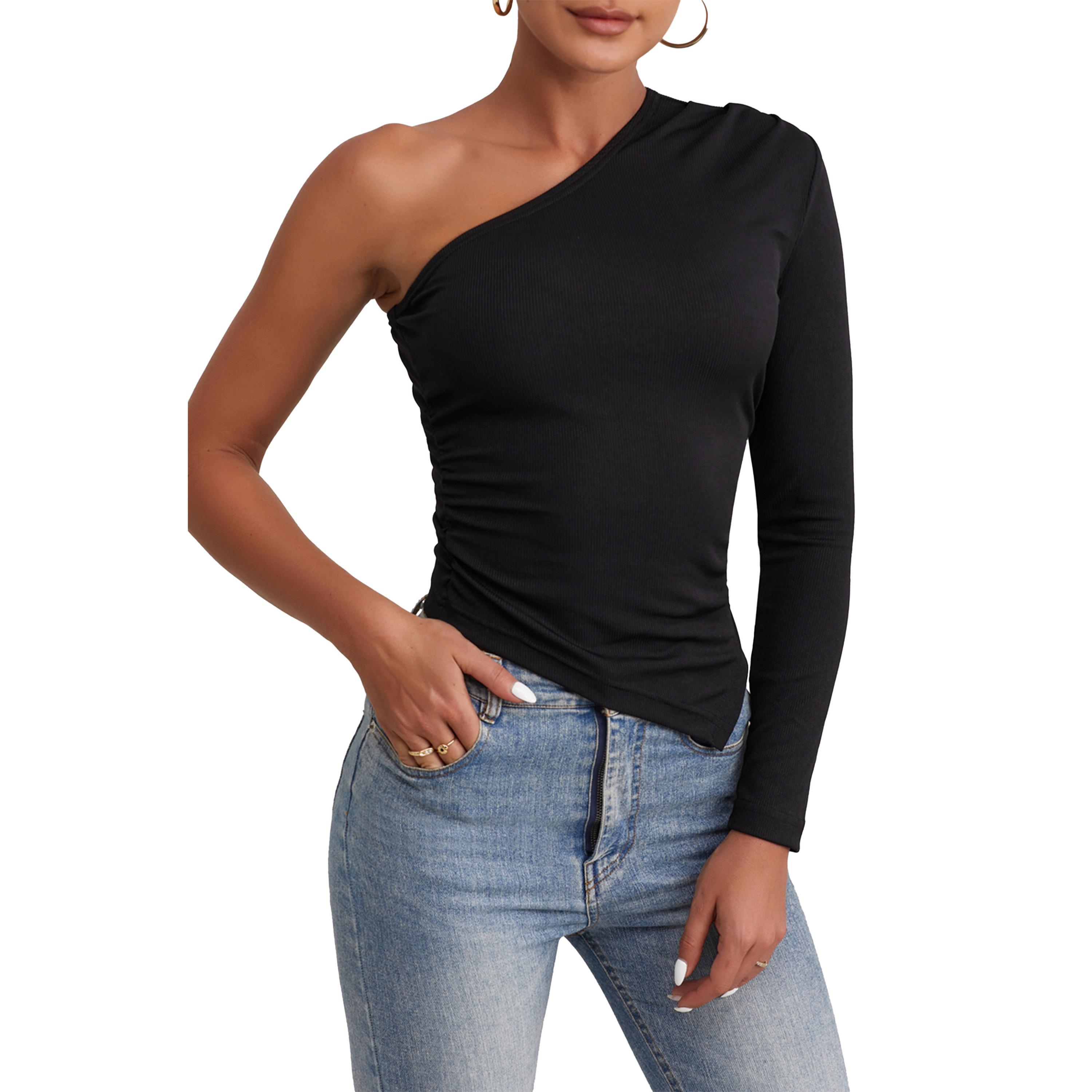 Styli Solid One Shoulder Ribbed Top-women-clothing-shirtsandblouses-blouses-image-3