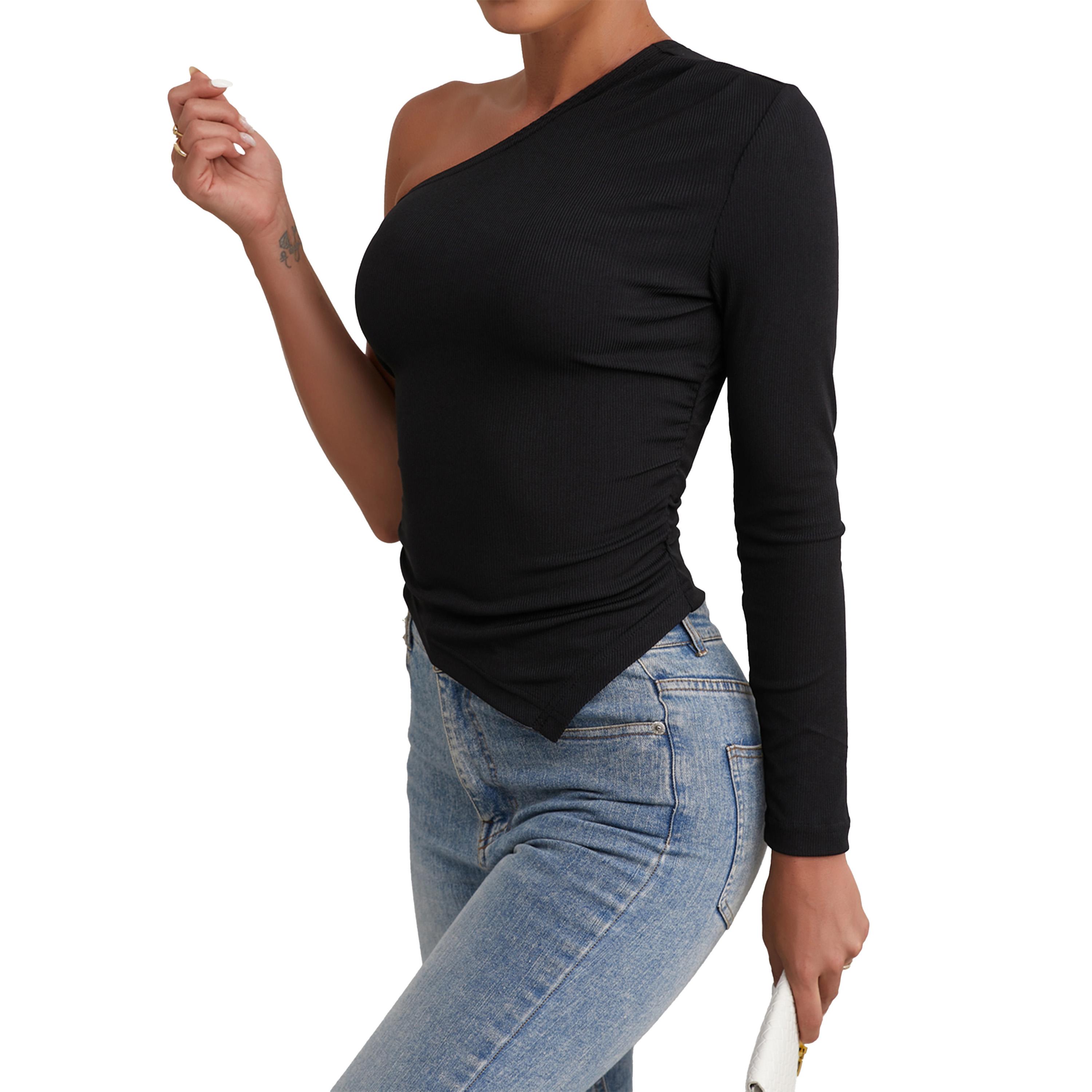 Styli Solid One Shoulder Ribbed Top-women-clothing-shirtsandblouses-blouses-image-5