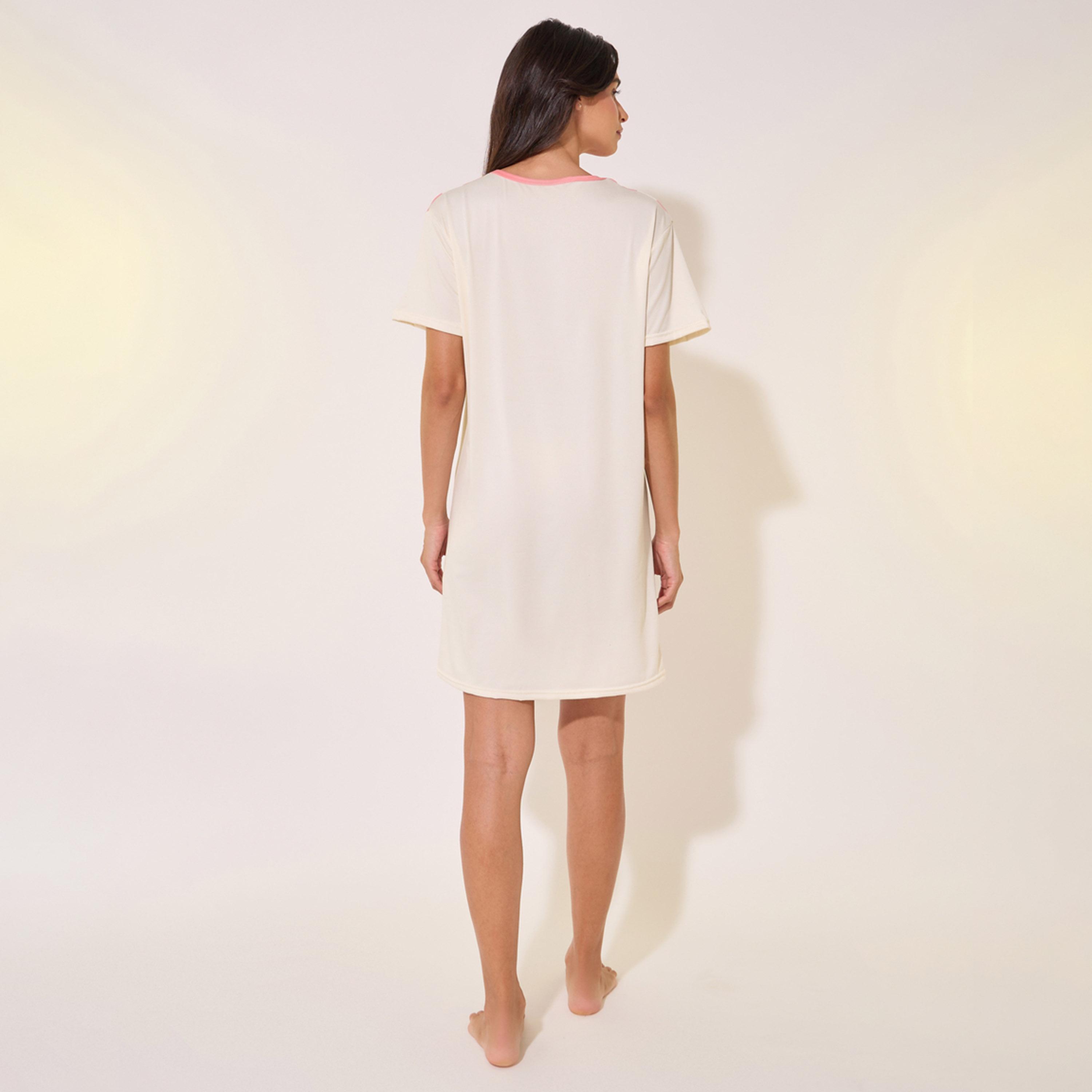 Styli Graphic Print Round Neck Sleep T-Shirt Dress-women-clothing-nightwear-nighties-image-5