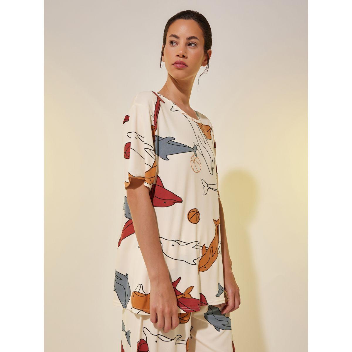 Styli Dolphin Print T-Shirt and Shorts Set-women-clothing-nightwear-pyjamas-shortsets-image-2