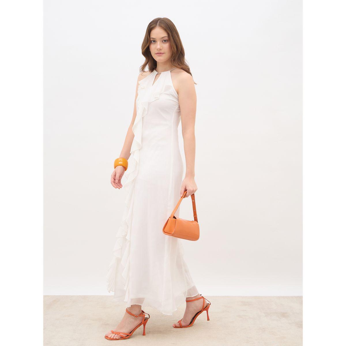 فستان طويل سادة بلا أكمام مع كشكش-women-clothing-dresses-image-1