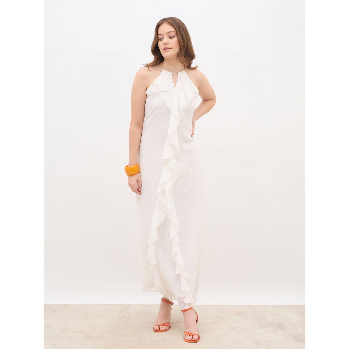 فستان طويل سادة بلا أكمام مع كشكش-women-clothing-dresses-image-2