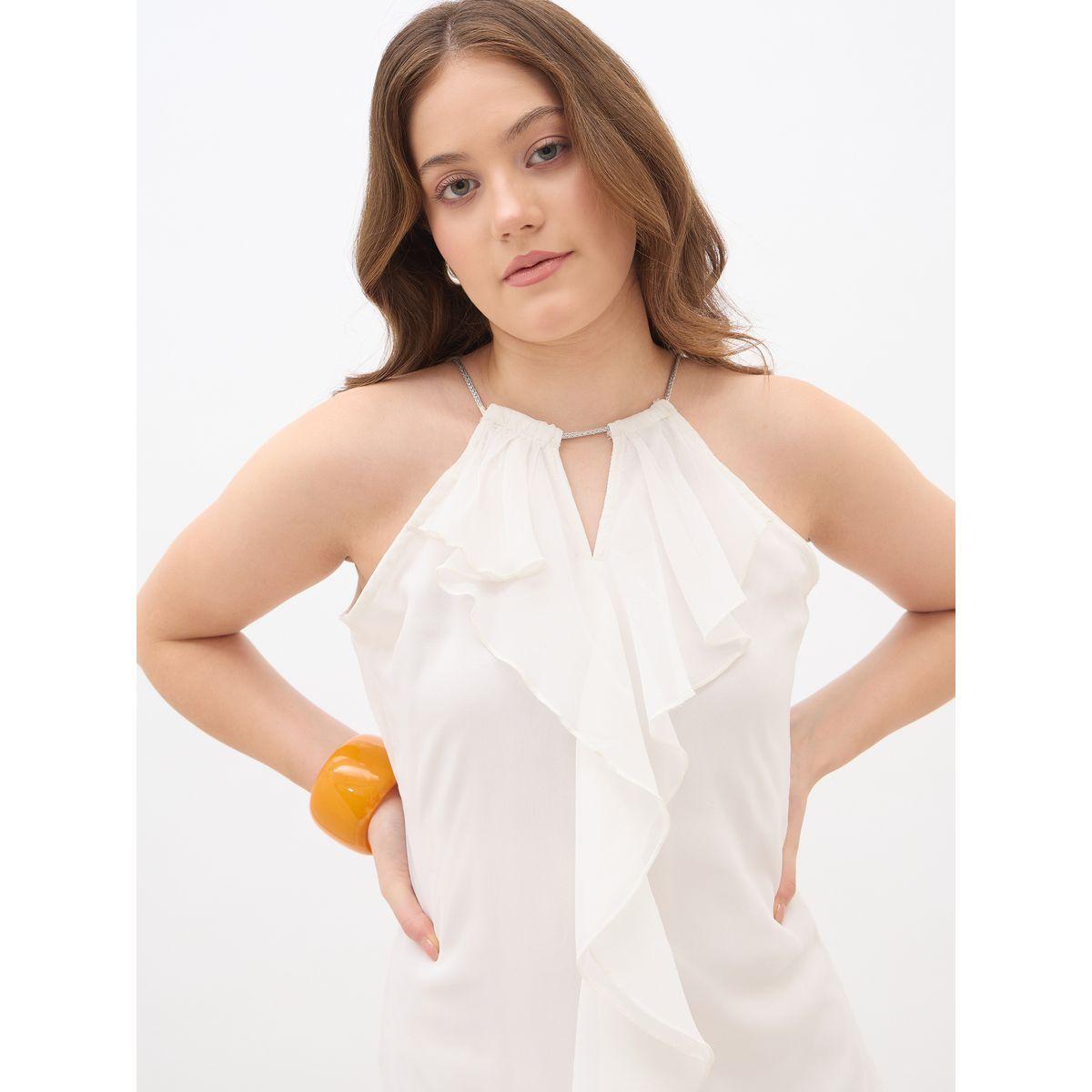 فستان طويل سادة بلا أكمام مع كشكش-women-clothing-dresses-image-4