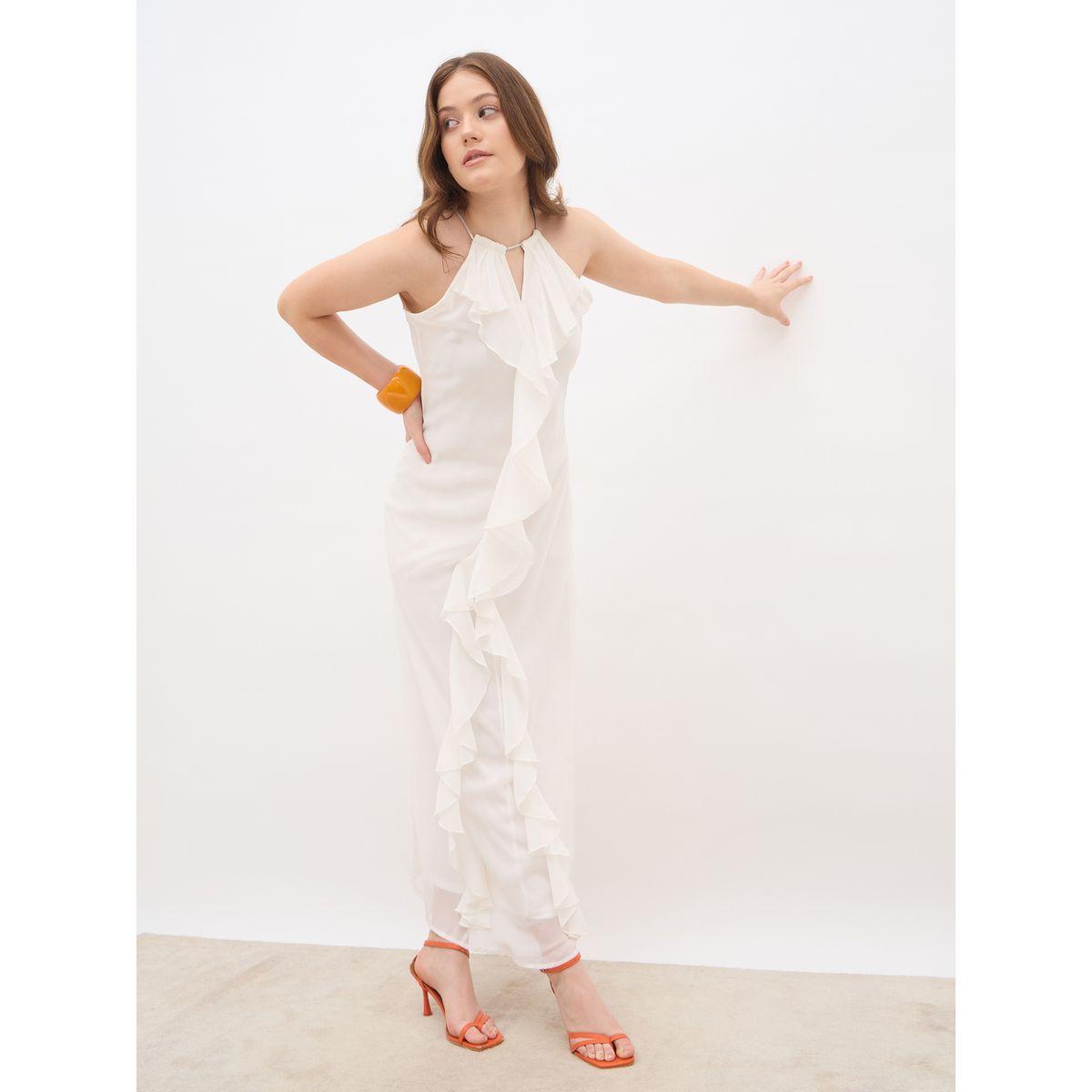 فستان طويل سادة بلا أكمام مع كشكش-women-clothing-dresses-image-6