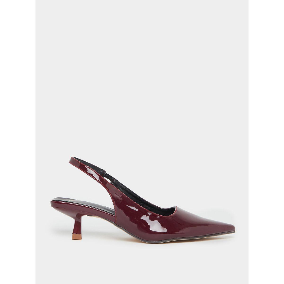 Styli Patent Design Pointed Toe Kitten Heel Slingback Shoes-women-shoes-heels-image-1