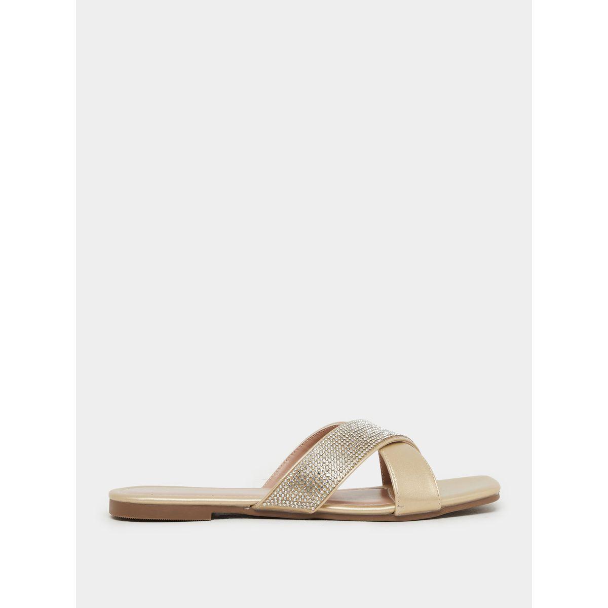 Styli Embellished Criss Cross Strap Flat Sandals-women-shoes-sandals-flats-image-2