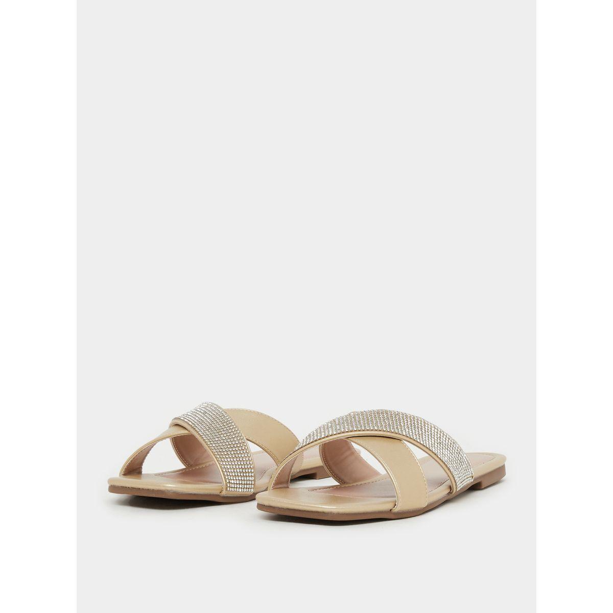 Styli Embellished Criss Cross Strap Flat Sandals-women-shoes-sandals-flats-image-3