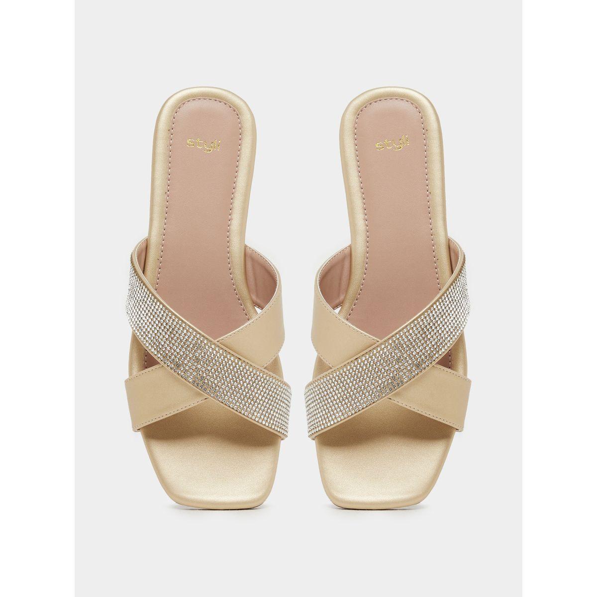 Styli Embellished Criss Cross Strap Flat Sandals-women-shoes-sandals-flats-image-6