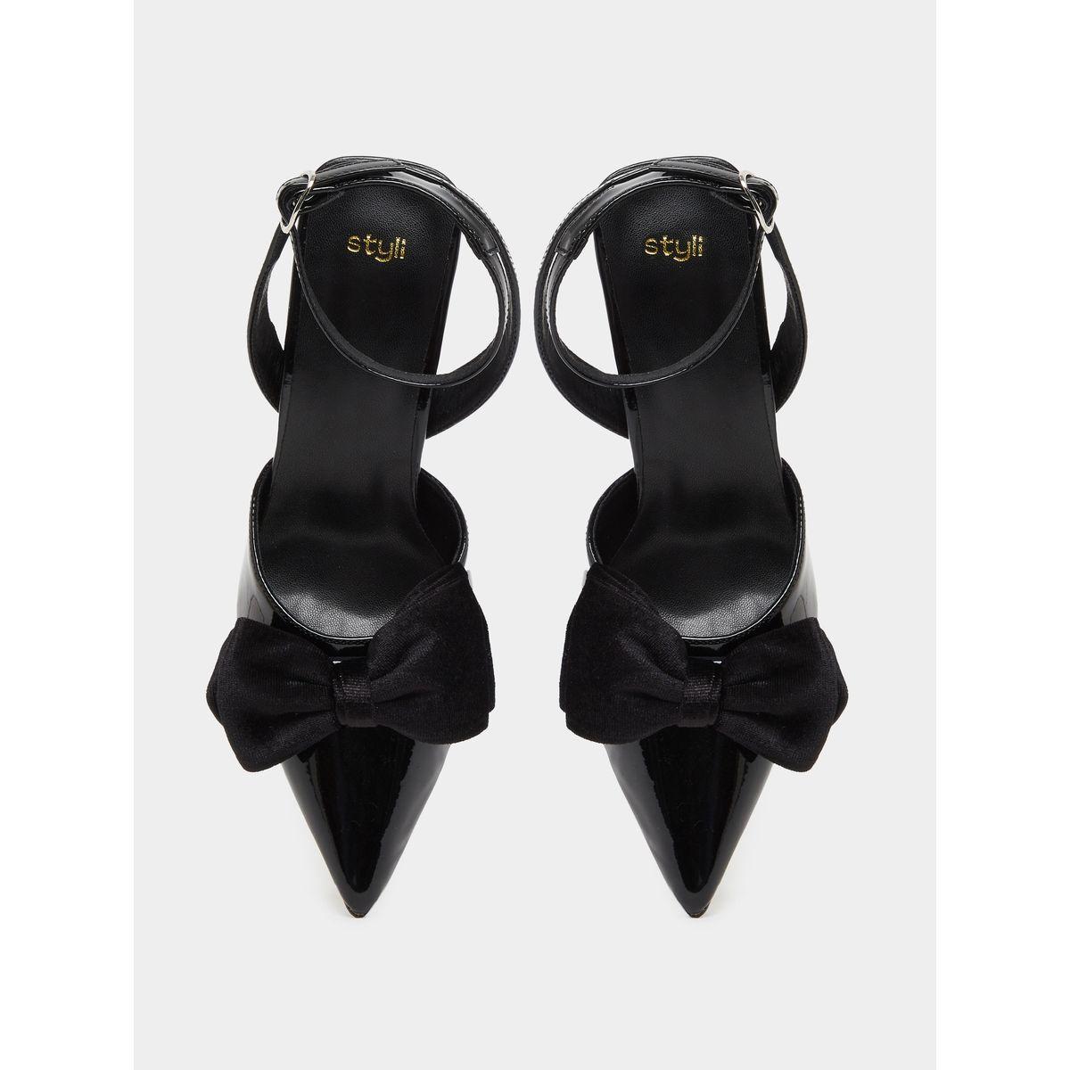 Styli Patent Bow Accent Pointed Toe Sandals-women-shoes-heels-image-5