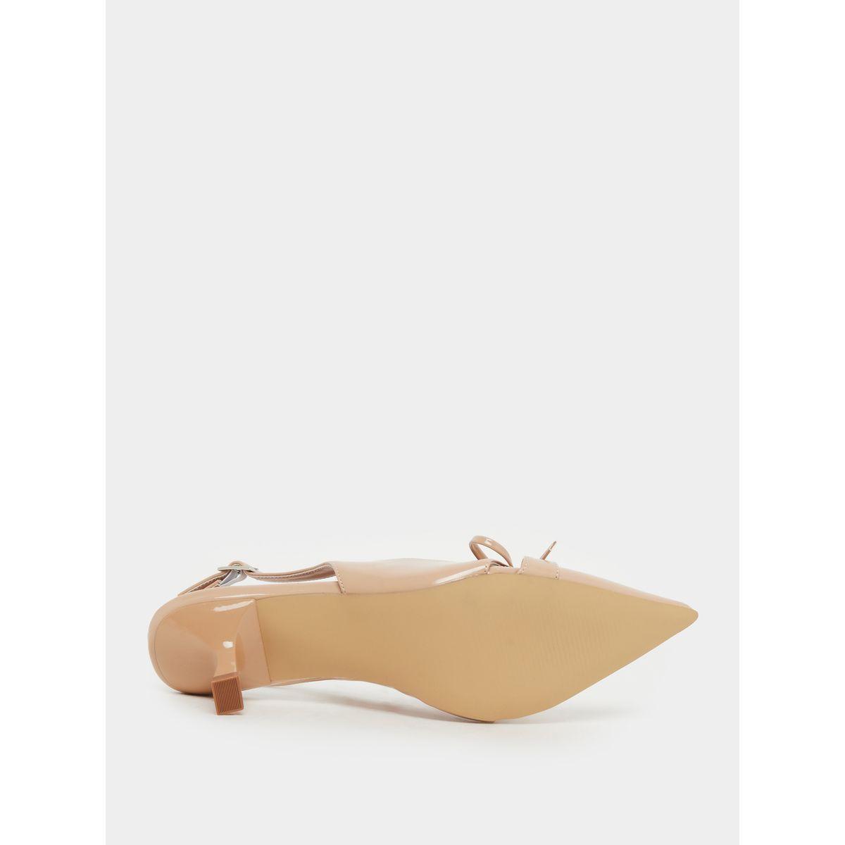 Styli Bow Trim Pointed Toe Kitten Heel Slingback Shoes-women-shoes-heels-image-7