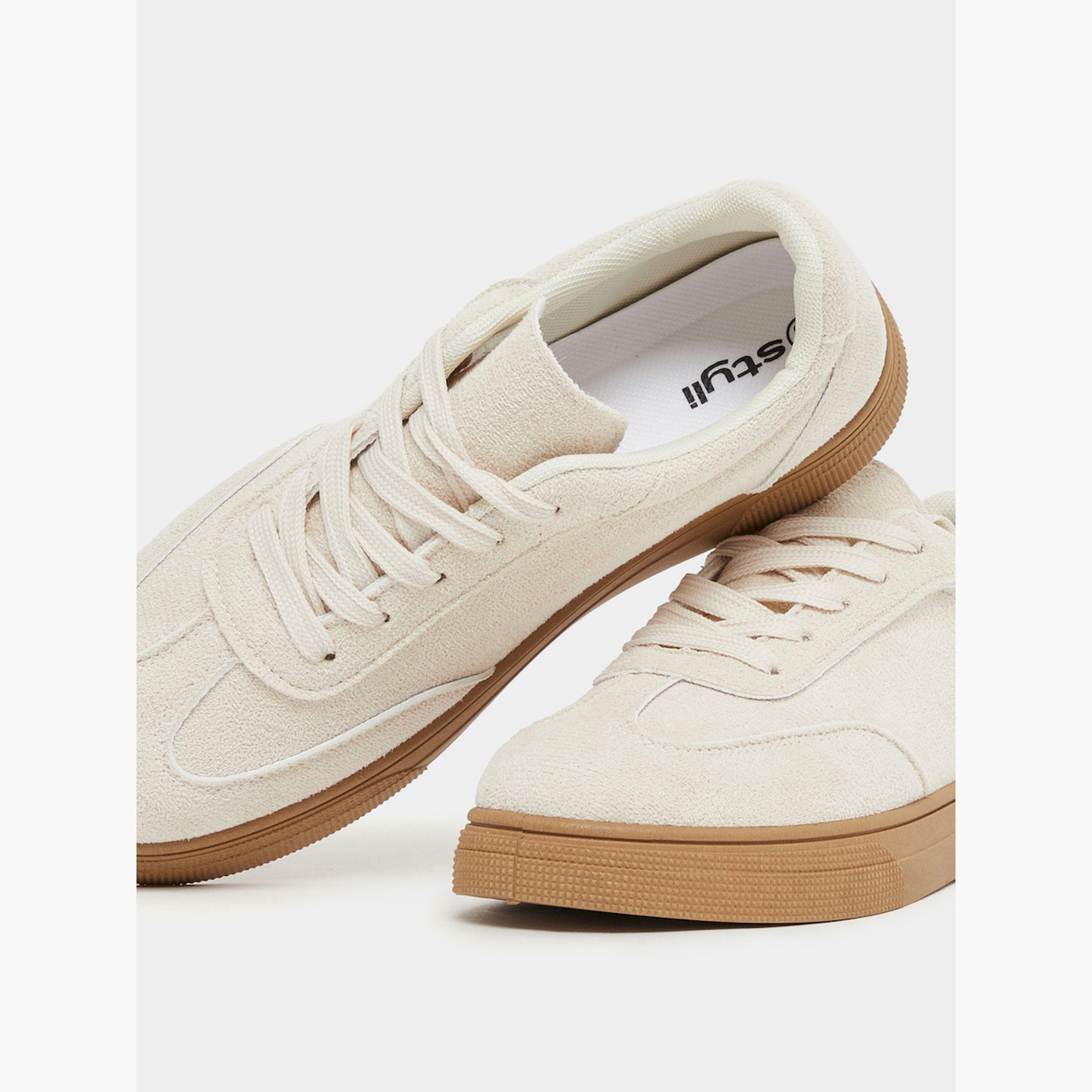Styli Plain Round Toe Lace-Up Sneakers-women-shoes-sneakers-image-3