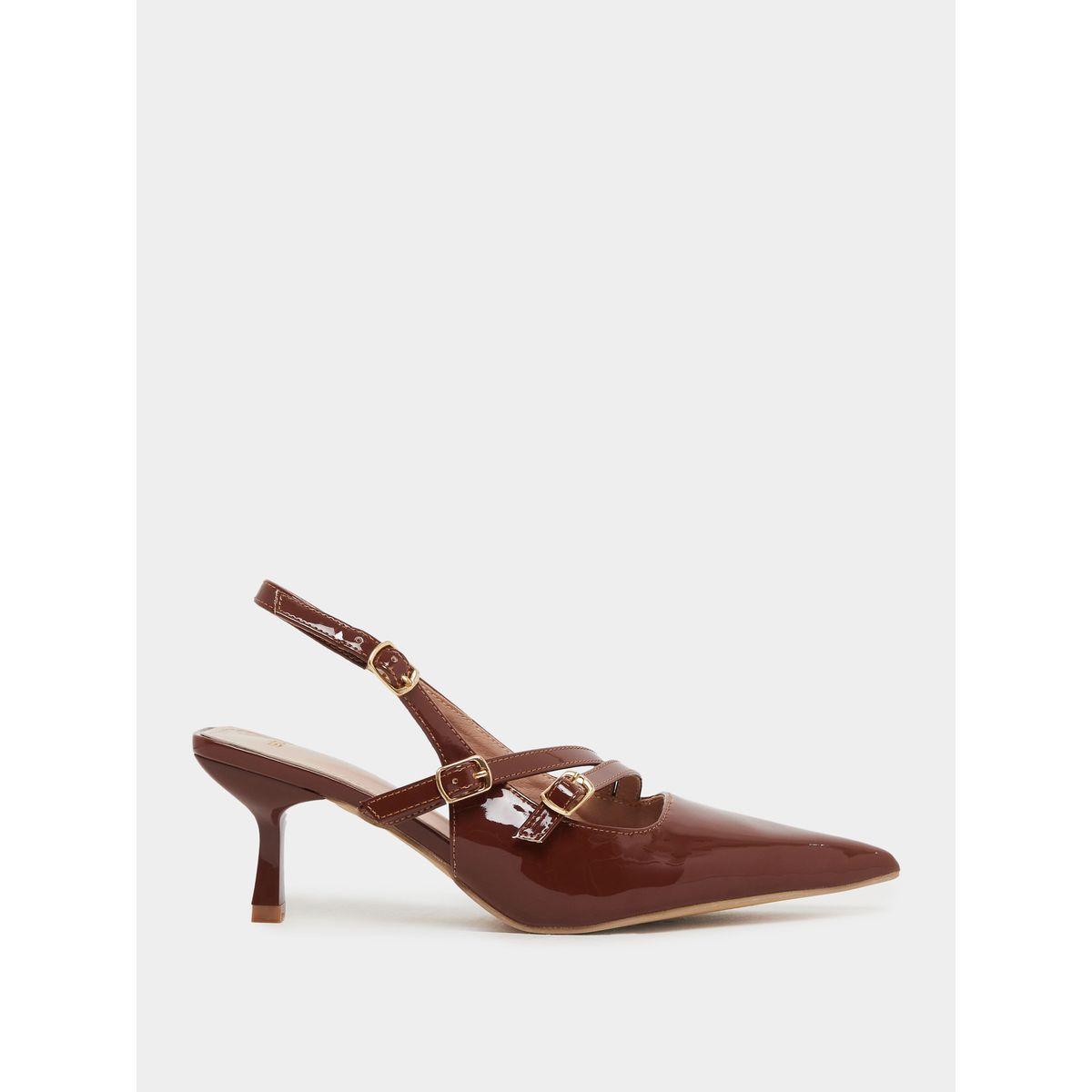 Styli Strappy Buckle Detail Slingback Stiletto Heel Shoes-women-shoes-heels-image-1
