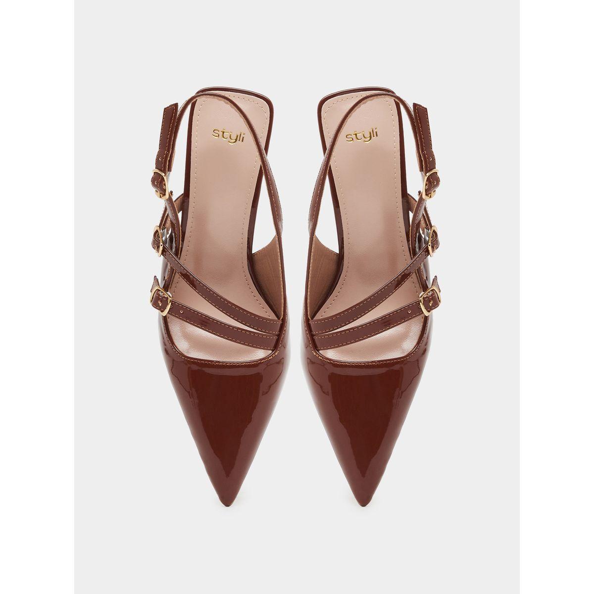 Styli Strappy Buckle Detail Slingback Stiletto Heel Shoes-women-shoes-heels-image-5