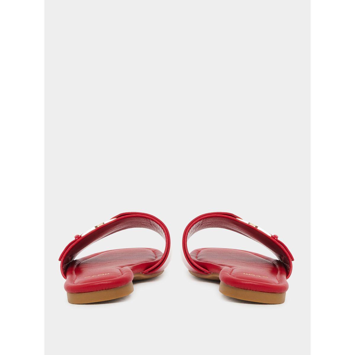Styli Patent Design Buckle Detail Flat Sandals-women-shoes-sandals-flats-image-4