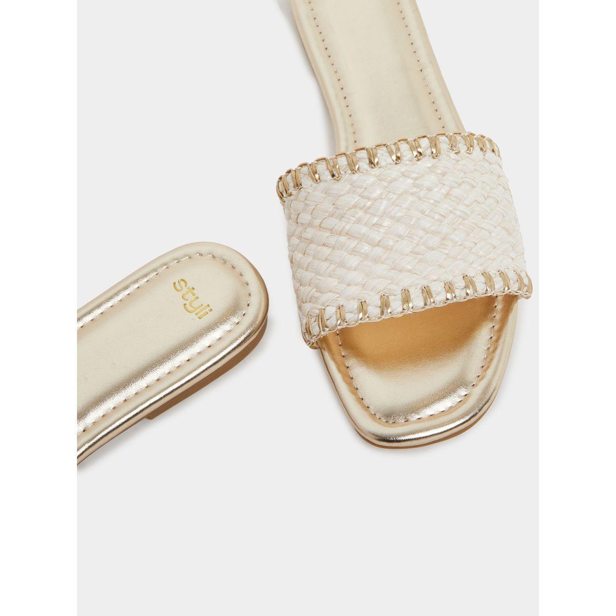 Styli Woven Design Open Toe Flat Sandals-women-shoes-sandals-flats-image-3