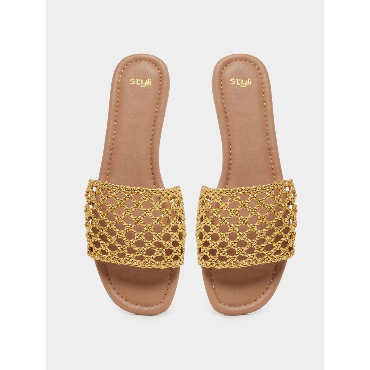 Styli Woven Design Open Toe Flat Sandals-women-shoes-sandals-flats-image-5