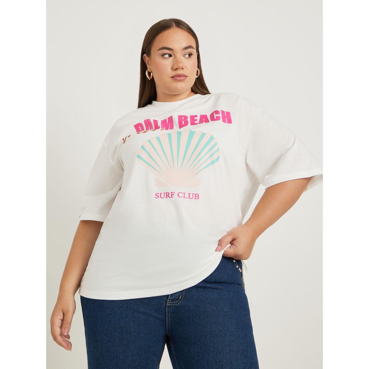 تيشيرت فضفاض بمقاس كبير وأكمام قصيرة-women-clothing-plussize-tshirts-image-1