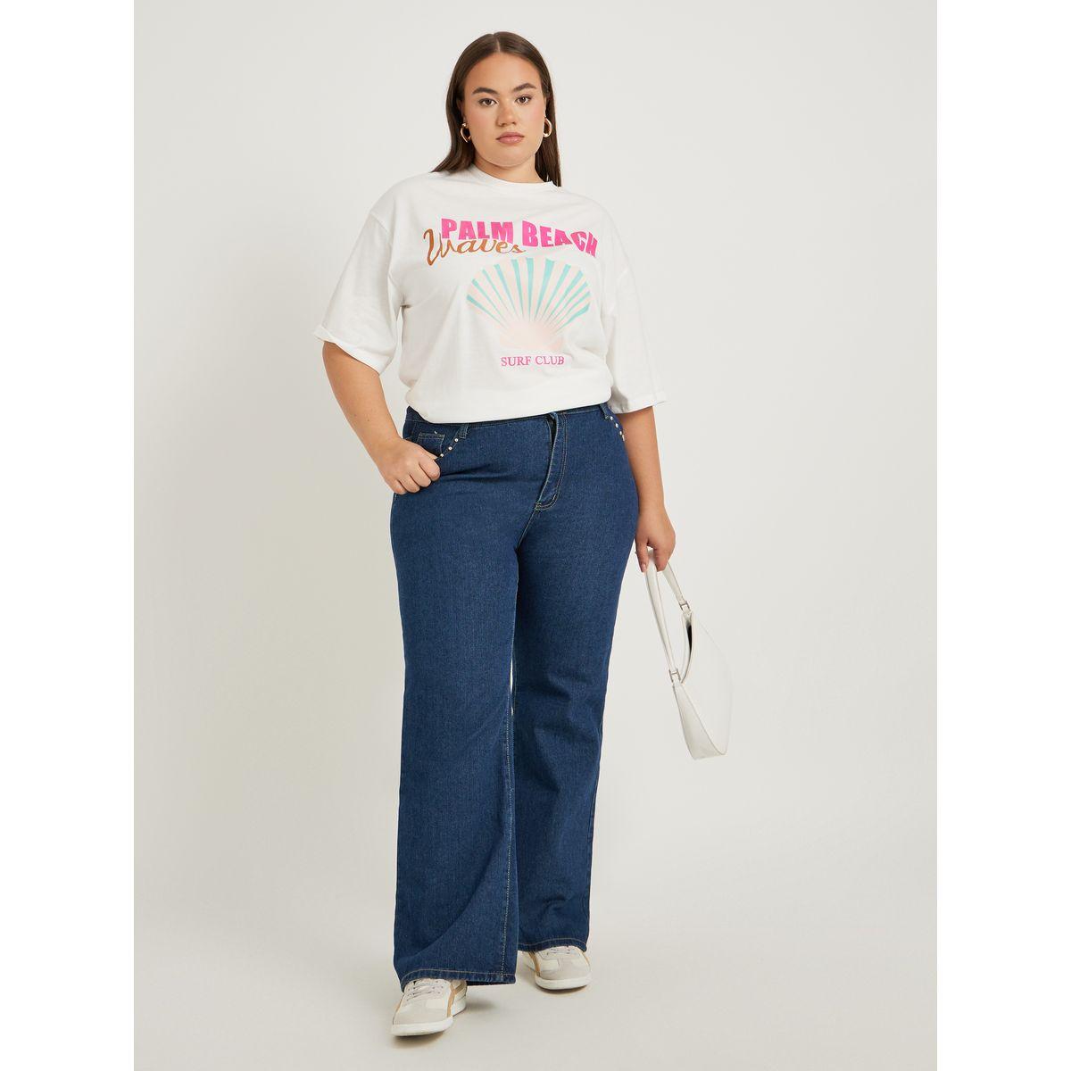 تيشيرت فضفاض بمقاس كبير وأكمام قصيرة-women-clothing-plussize-tshirts-image-2