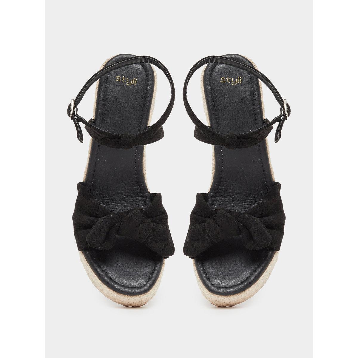 Styli Bow Detail Espadrille Wedge Sandals-women-shoes-sandals-heeled-image-5