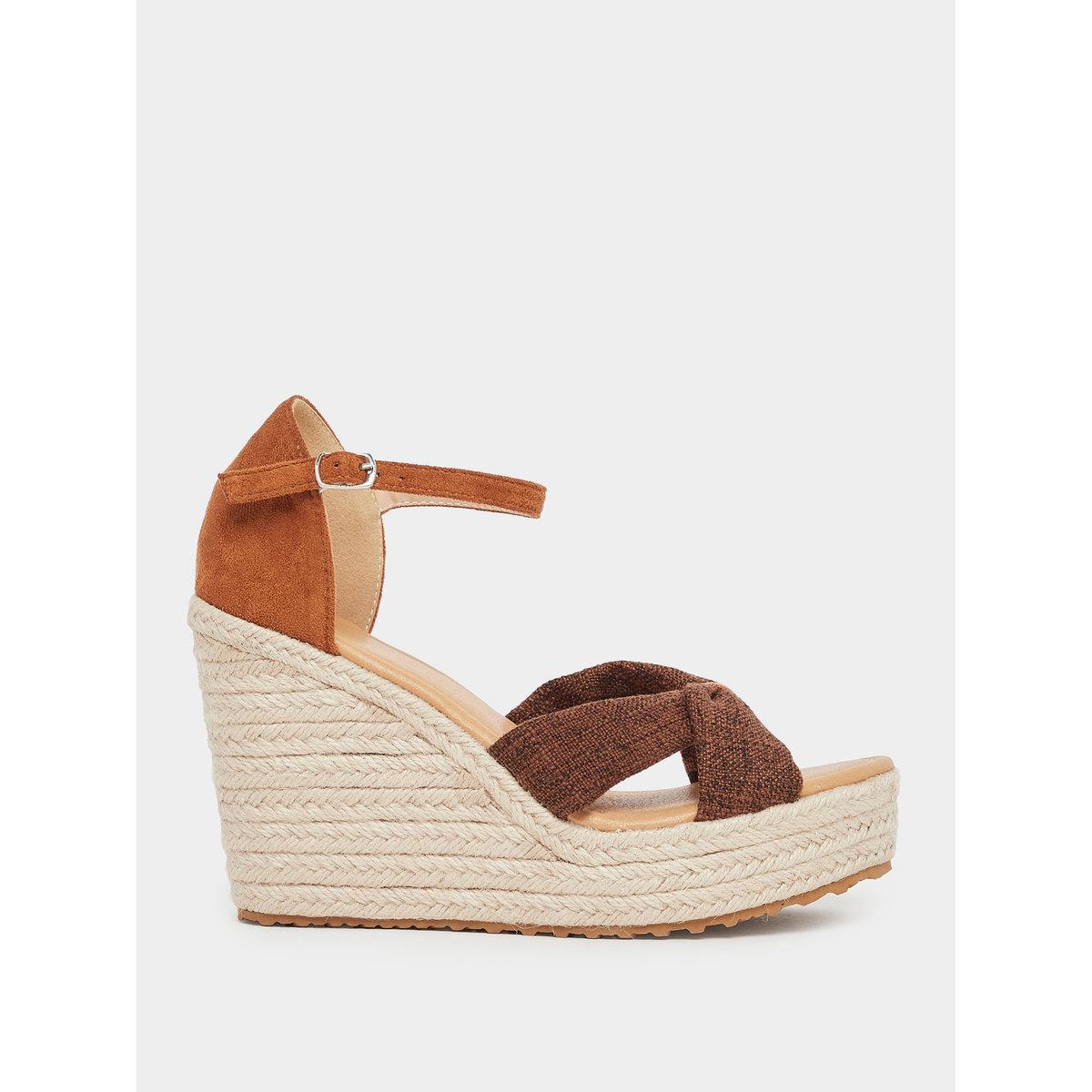 Styli Textured Espadrille Wedge Sandals-women-shoes-sandals-heeled-image-1