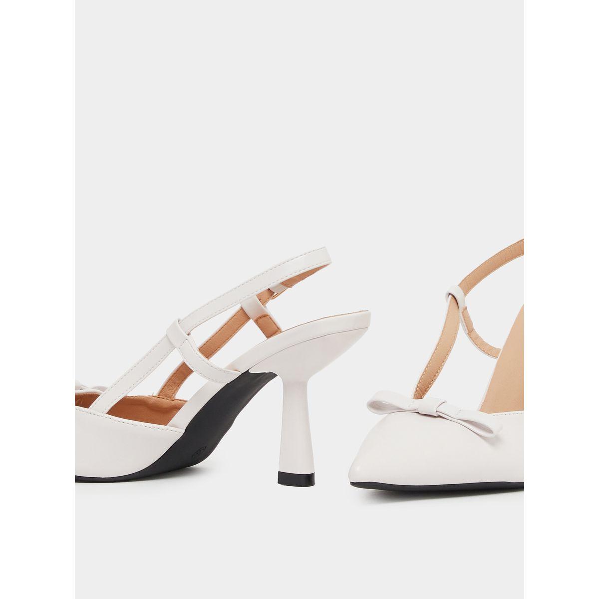 Styli Bow Detail Pointed Toe Slingback Stiletto Heel Shoes-women-shoes-heels-image-4
