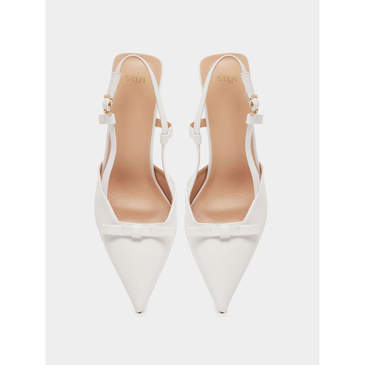 Styli Bow Detail Pointed Toe Slingback Stiletto Heel Shoes-women-shoes-heels-image-6