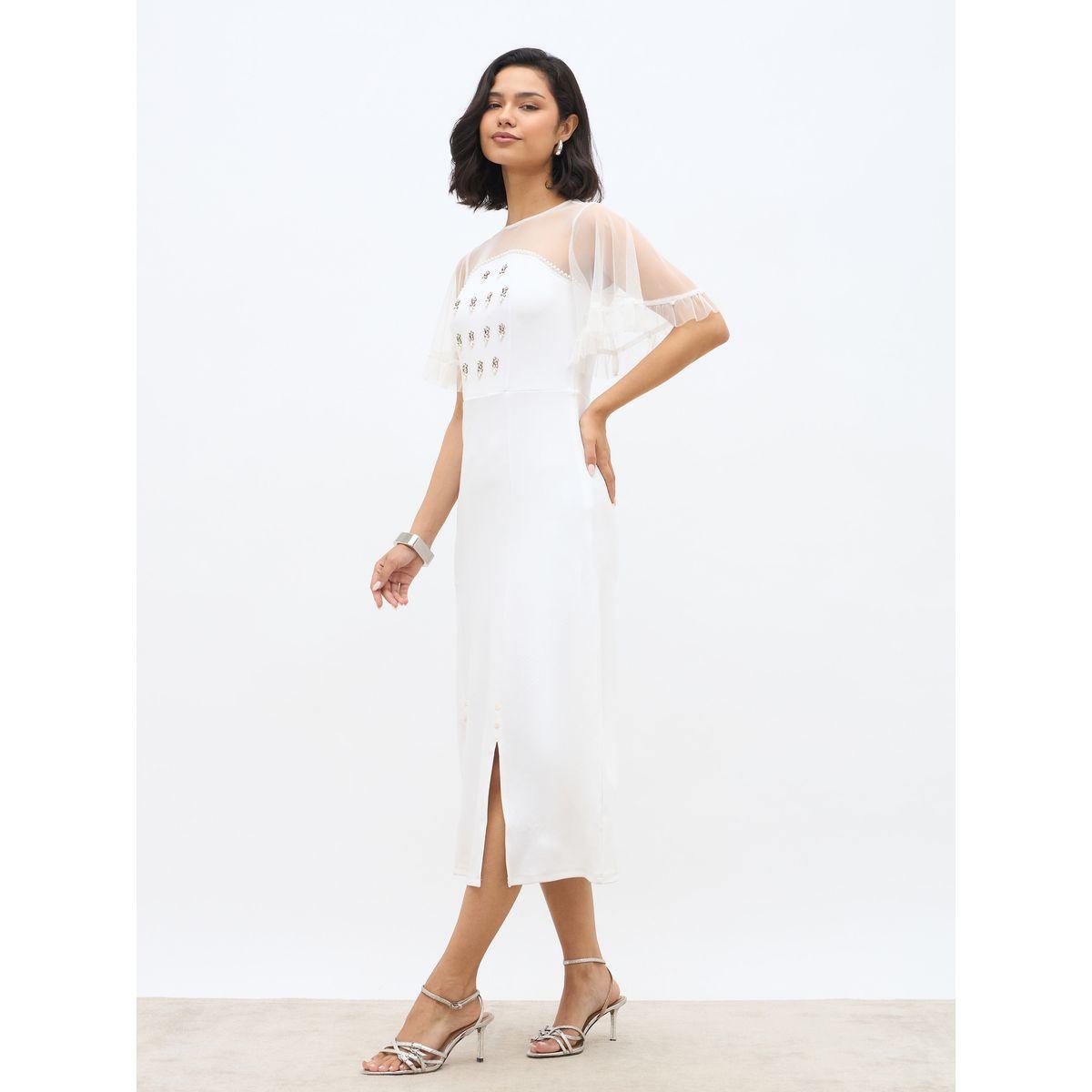 Styli Embellished Mesh Insert A-Line Midi Dress-women-clothing-dresses-image-3