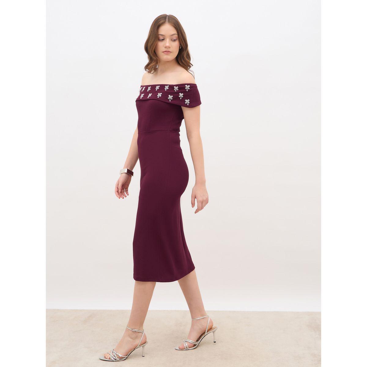 فستان ميدي منمق بأكتاف مكشوفة-women-clothing-dresses-image-3
