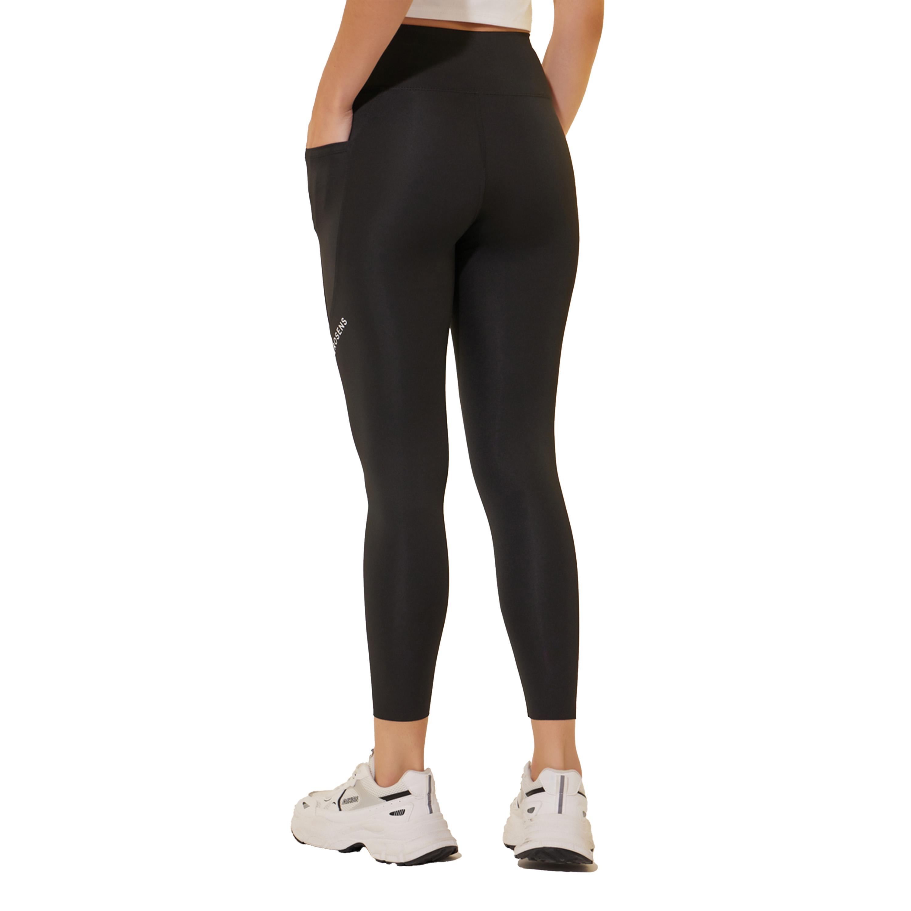 ستايلي -  بنطال ضيق بحزام خصر عريض وطبعة نص مع جيوب-women-clothing-bottoms-leggings-image-5