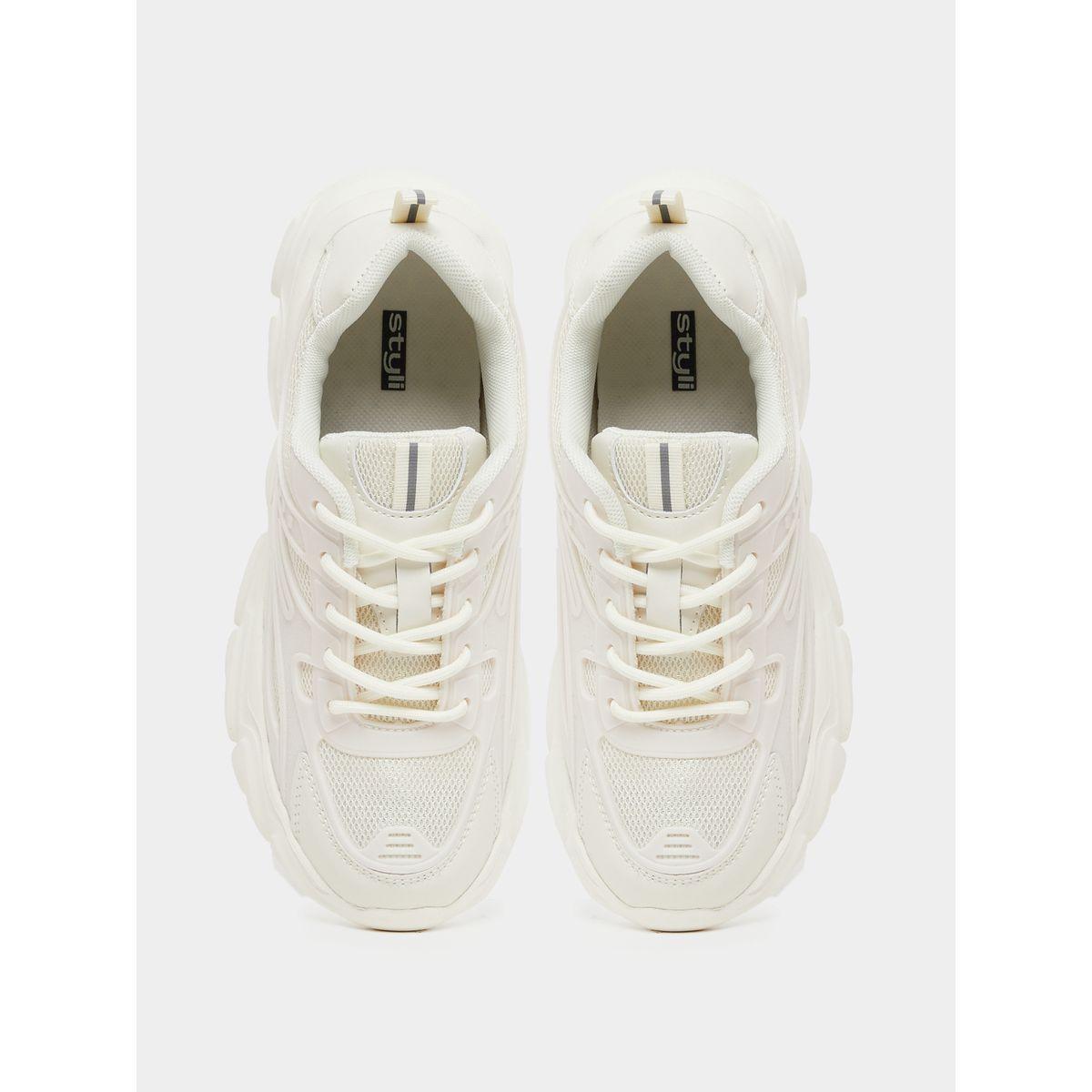 Styli Chunky Sole Lace Up Panelled Sneakers-women-shoes-sneakers-image-5