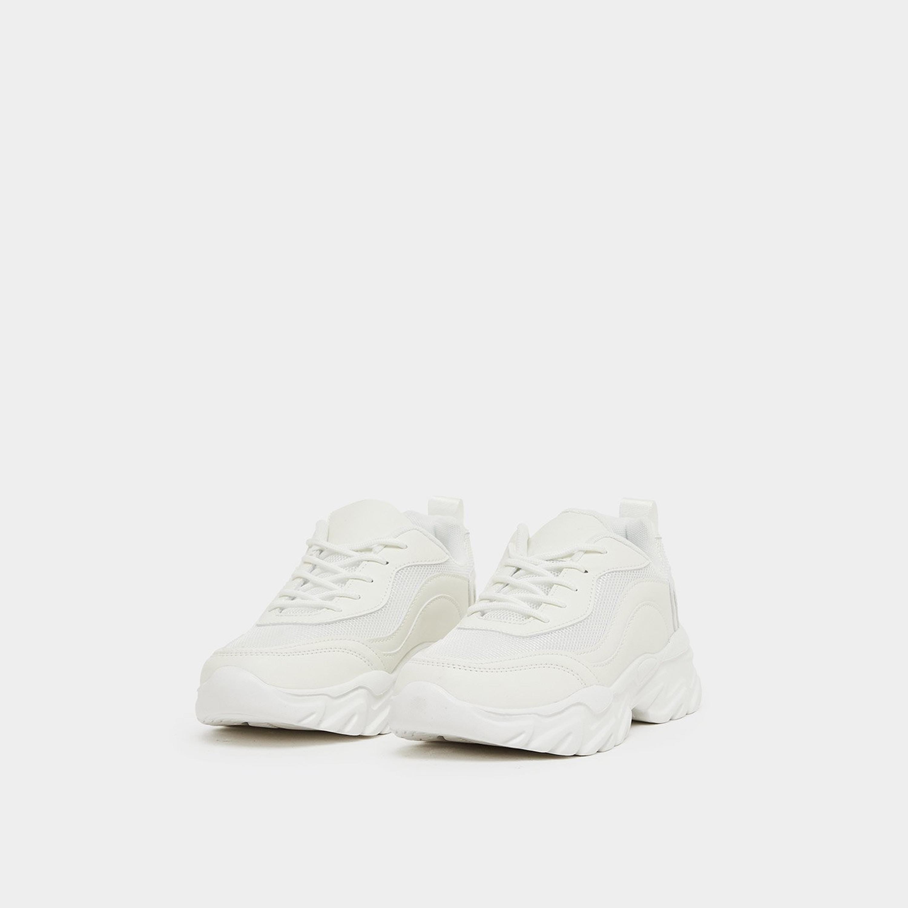 Styli Women Plain Chunky Lace-Up Chunky Sole Sneakers with Back Pull Tab-women-shoes-sneakers-image-1