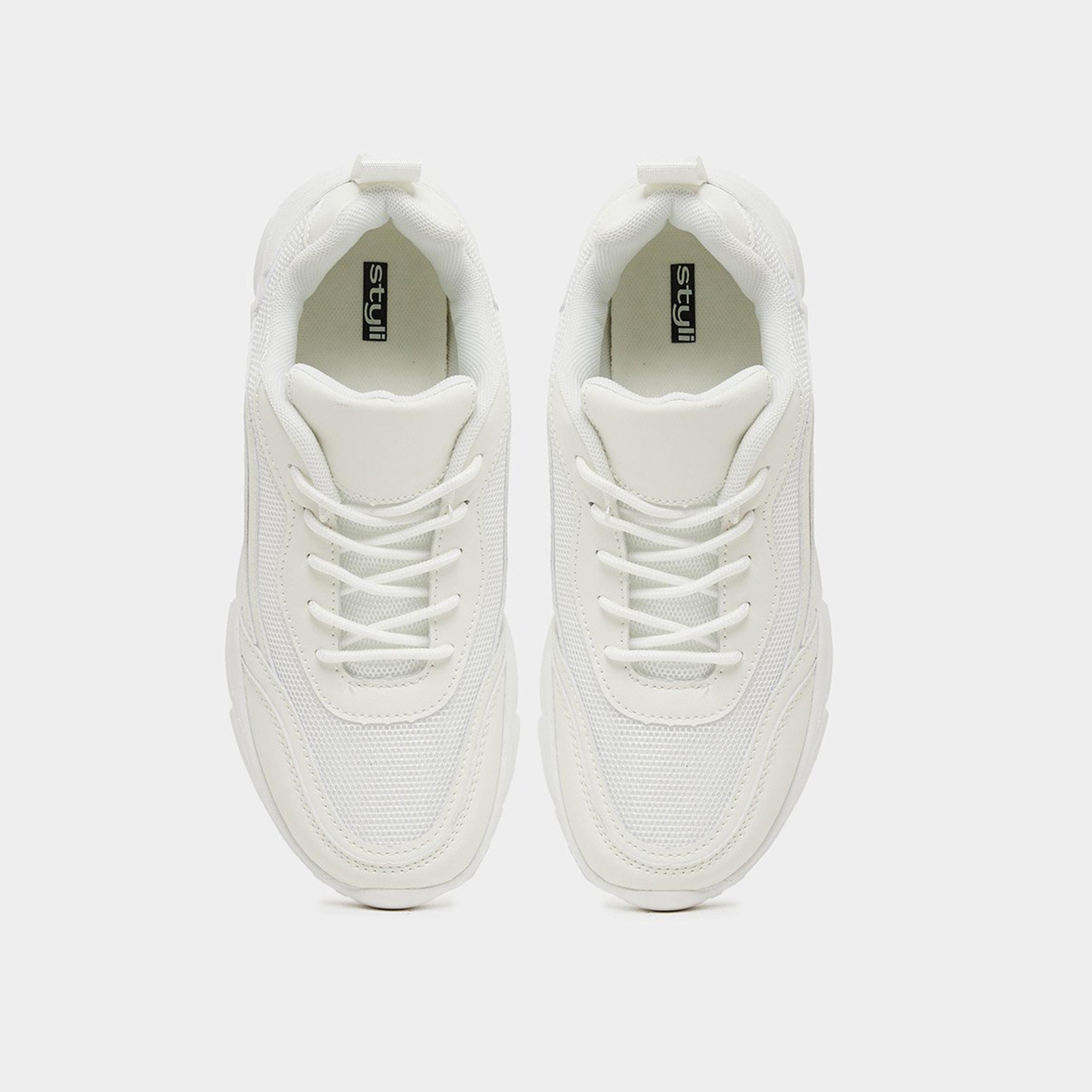 Styli Women Plain Chunky Lace-Up Chunky Sole Sneakers with Back Pull Tab-women-shoes-sneakers-image-6