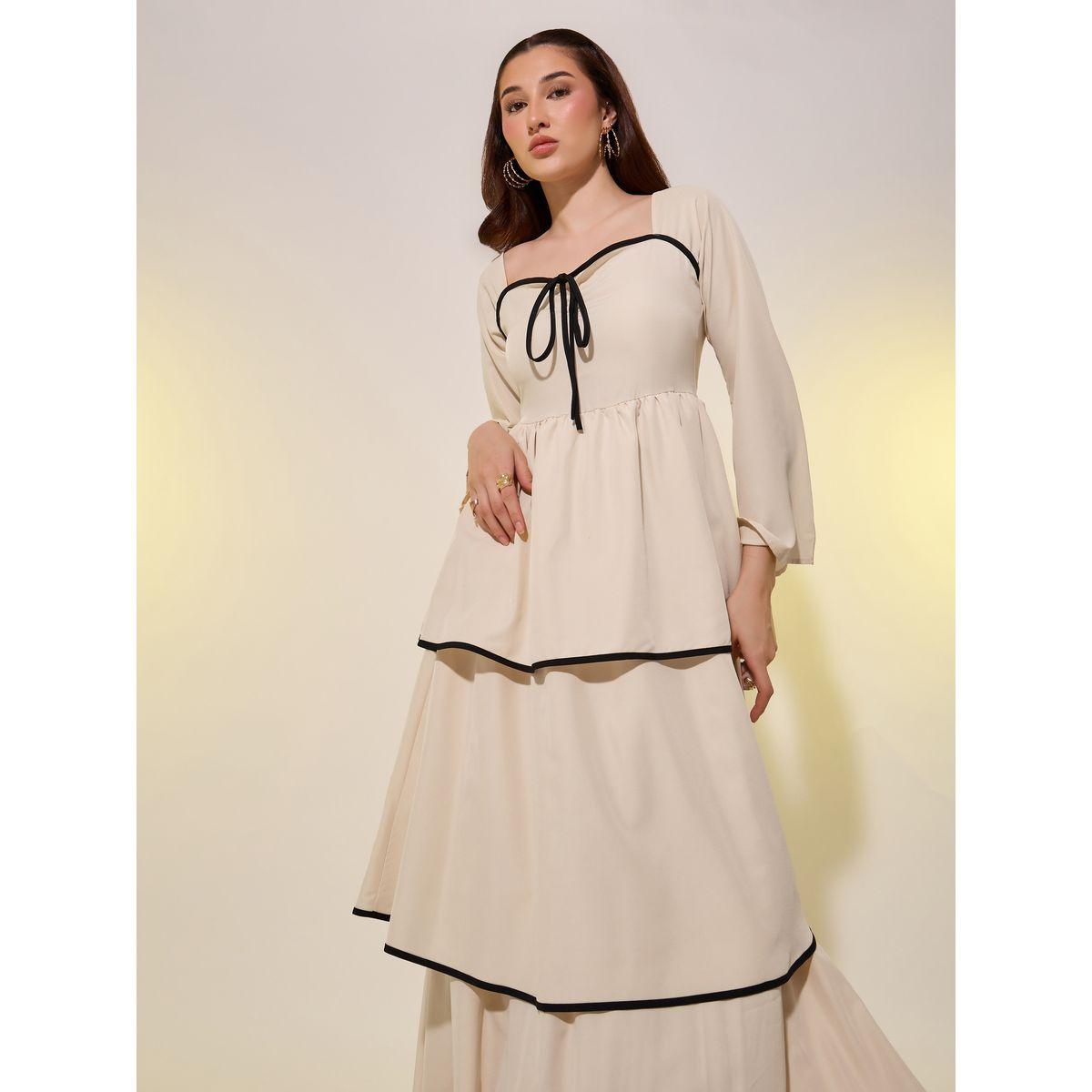 فستان طويل بكسرات وأكمام بنمط جرس-women-clothing-dresses-image-2