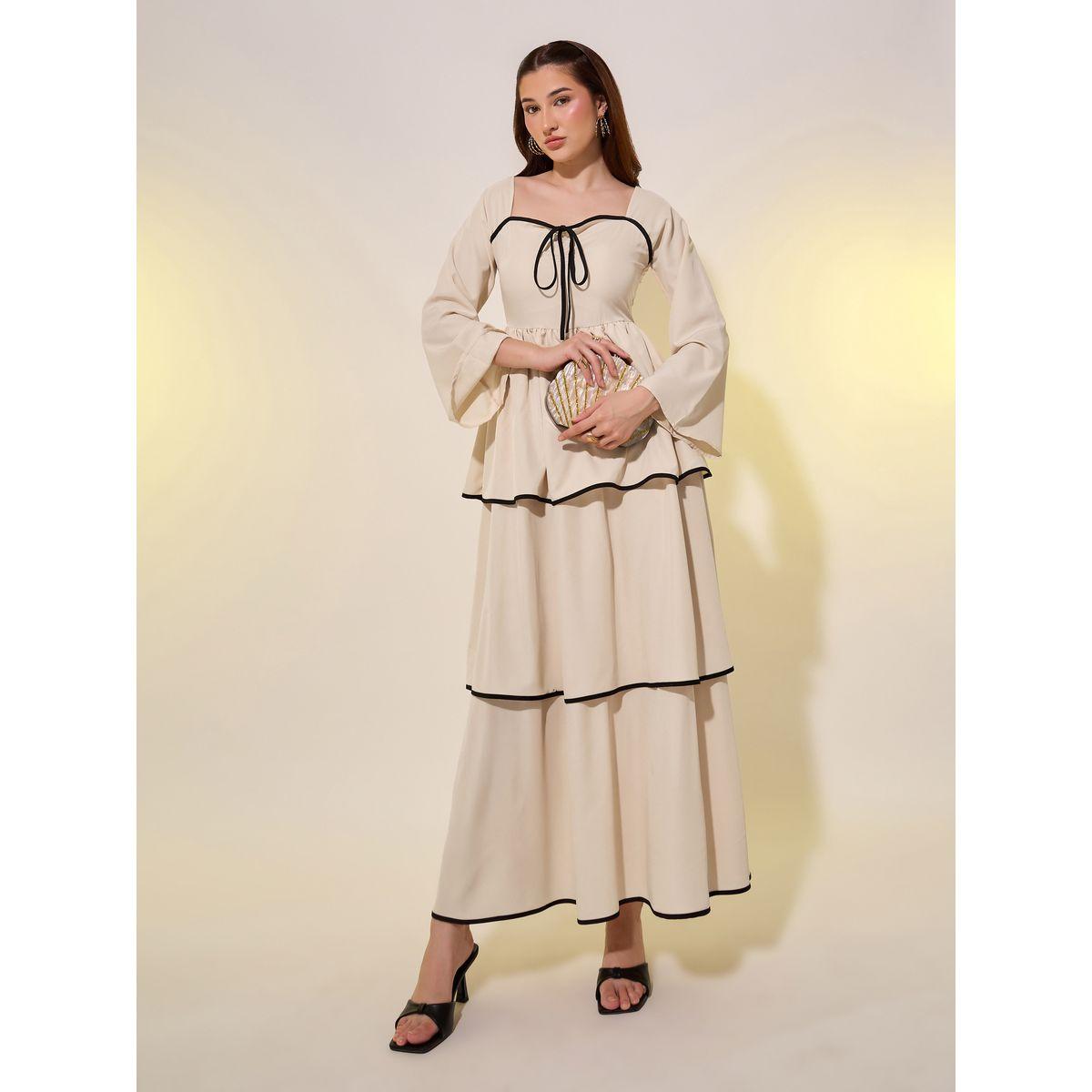 فستان طويل بكسرات وأكمام بنمط جرس-women-clothing-dresses-image-3