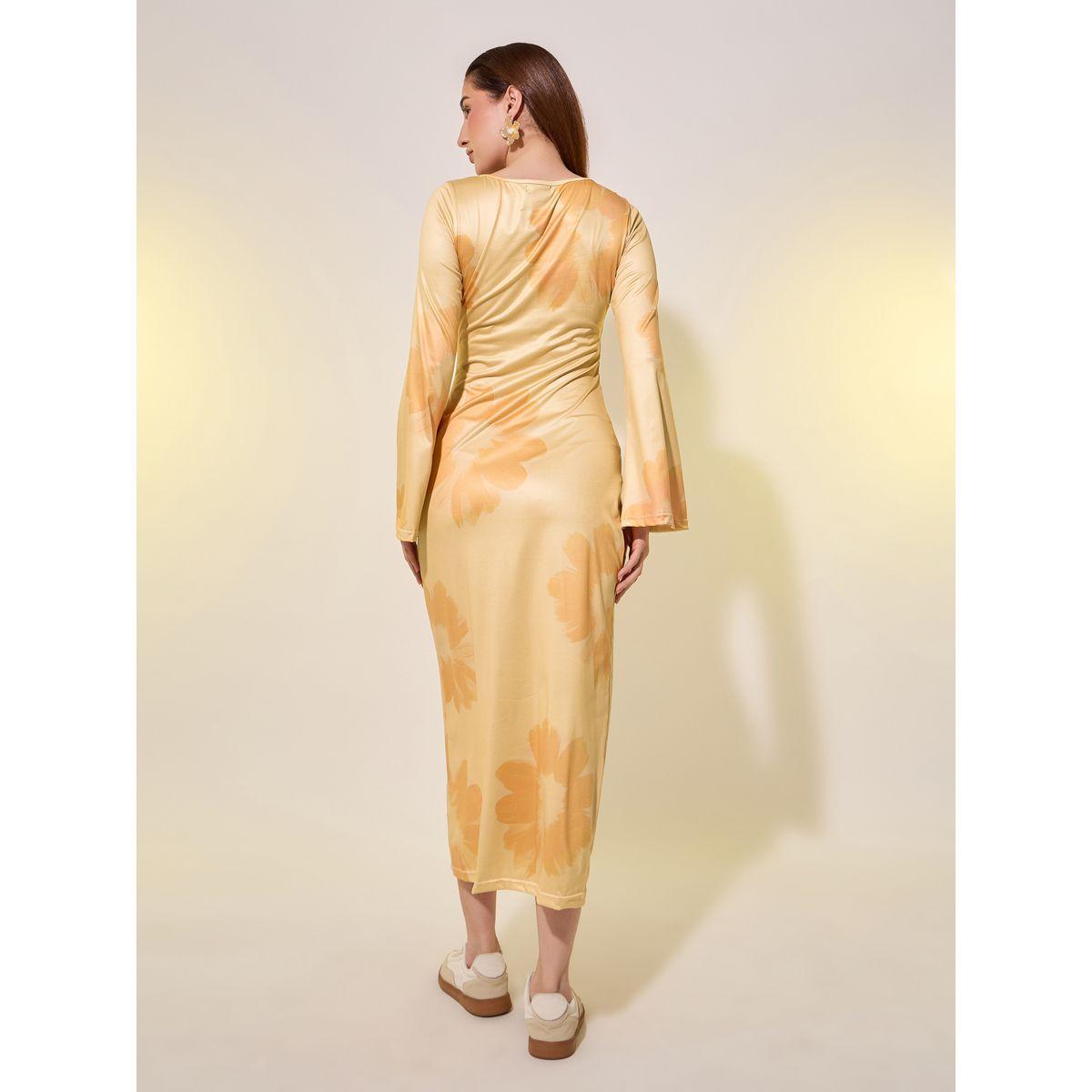 فستان ميدي بياقة سكوب وطبعة زهور-women-clothing-dresses-image-5