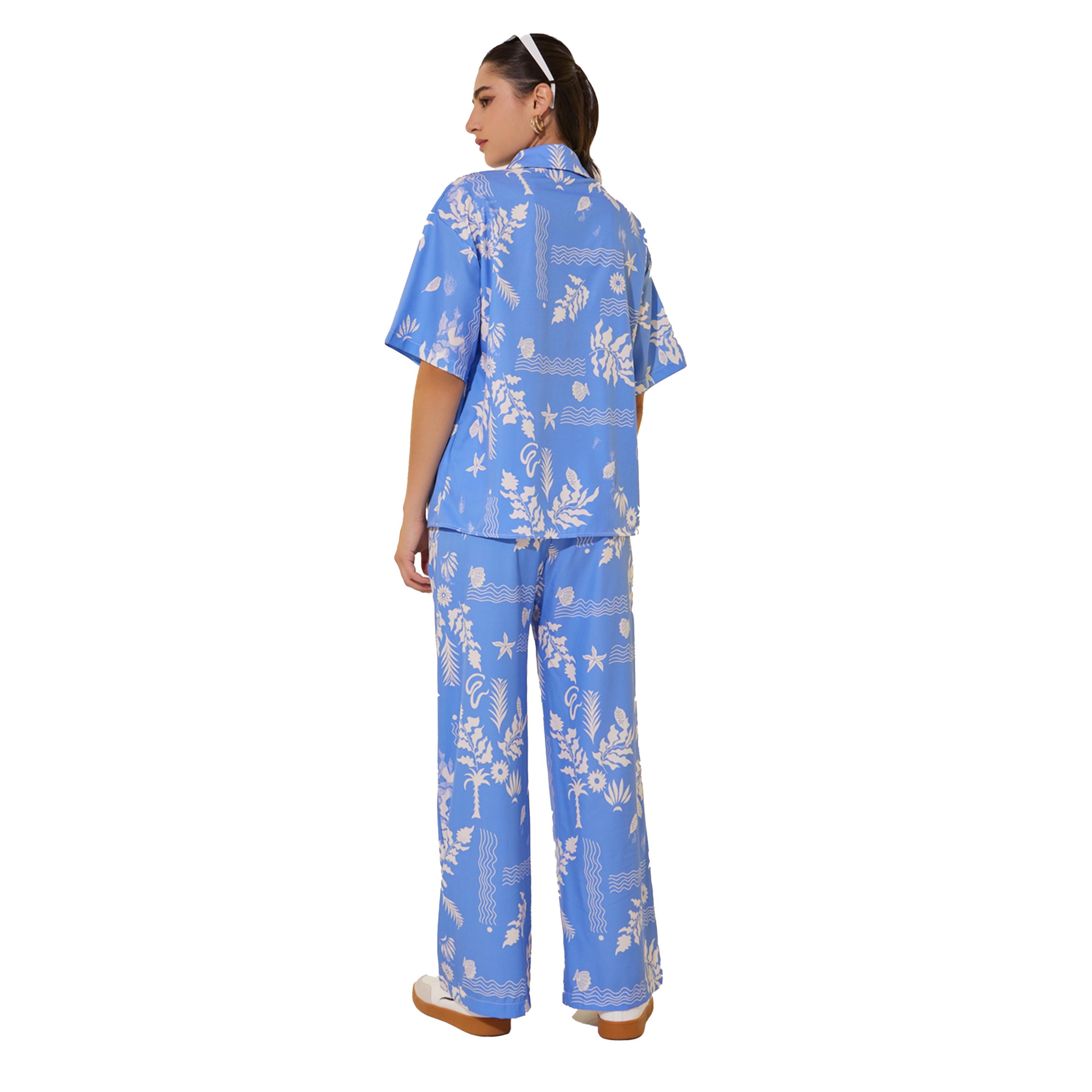 Styli Printed Collared Short Sleeve Shirt and Pants Set-women-clothing-coordsets-image-6