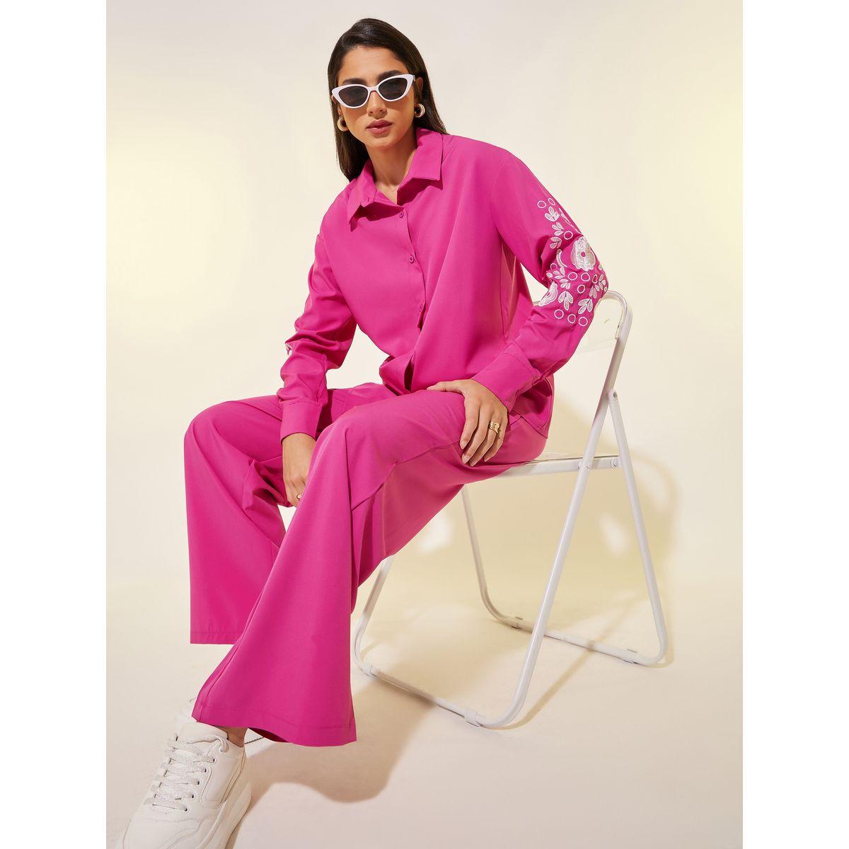 Styli Embroidered Detail Long Sleeve Shirt and Pants Co-Ords-women-clothing-coordsets-image-1