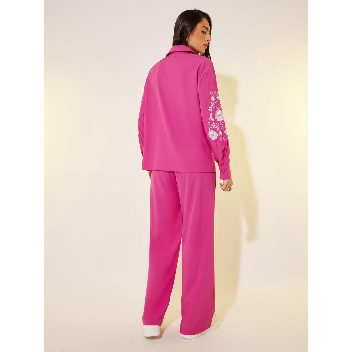 Styli Embroidered Detail Long Sleeve Shirt and Pants Co-Ords-women-clothing-coordsets-image-6