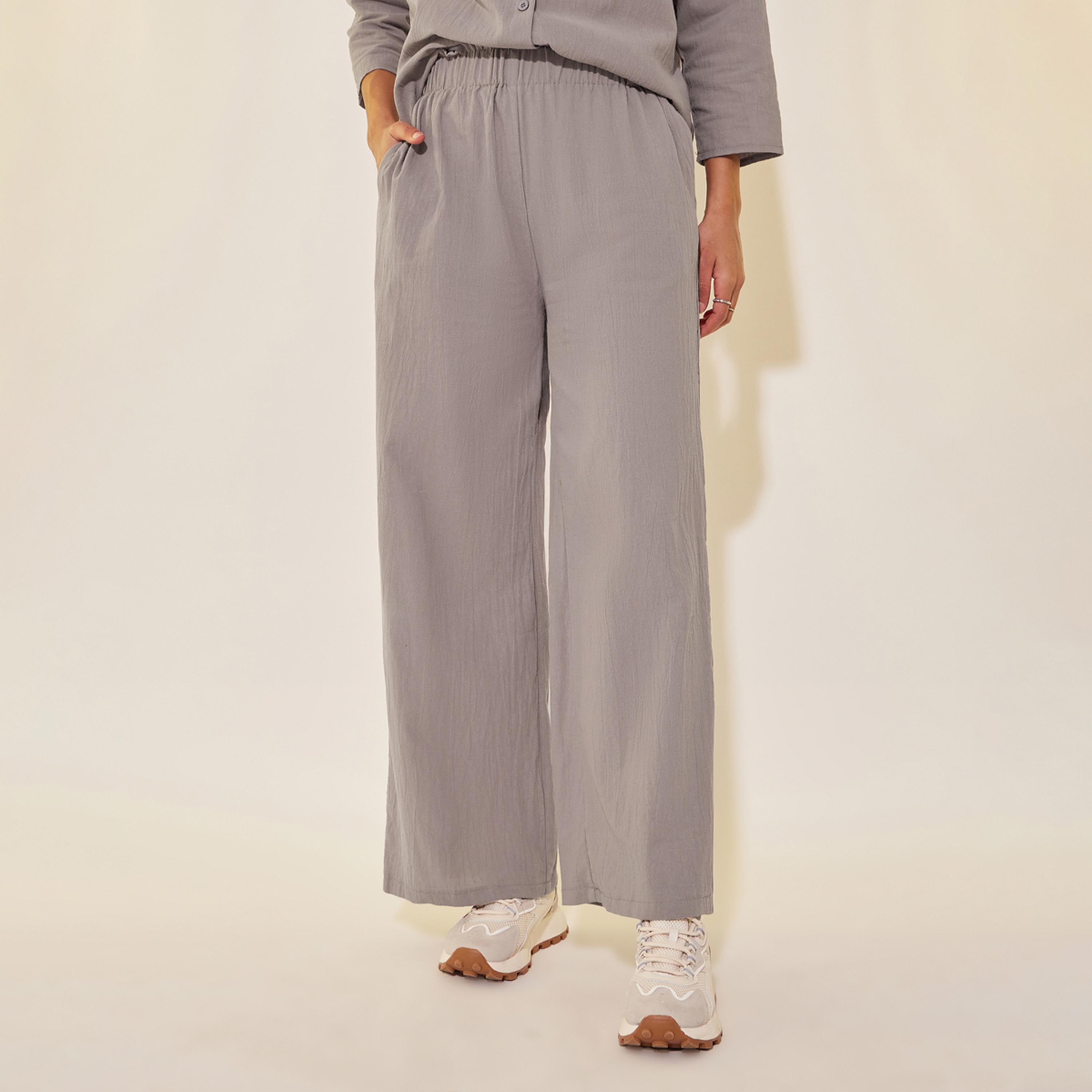 Styli Solid 3/4 Sleeves Shirt and Pants Co-Ords-women-clothing-coordsets-image-3