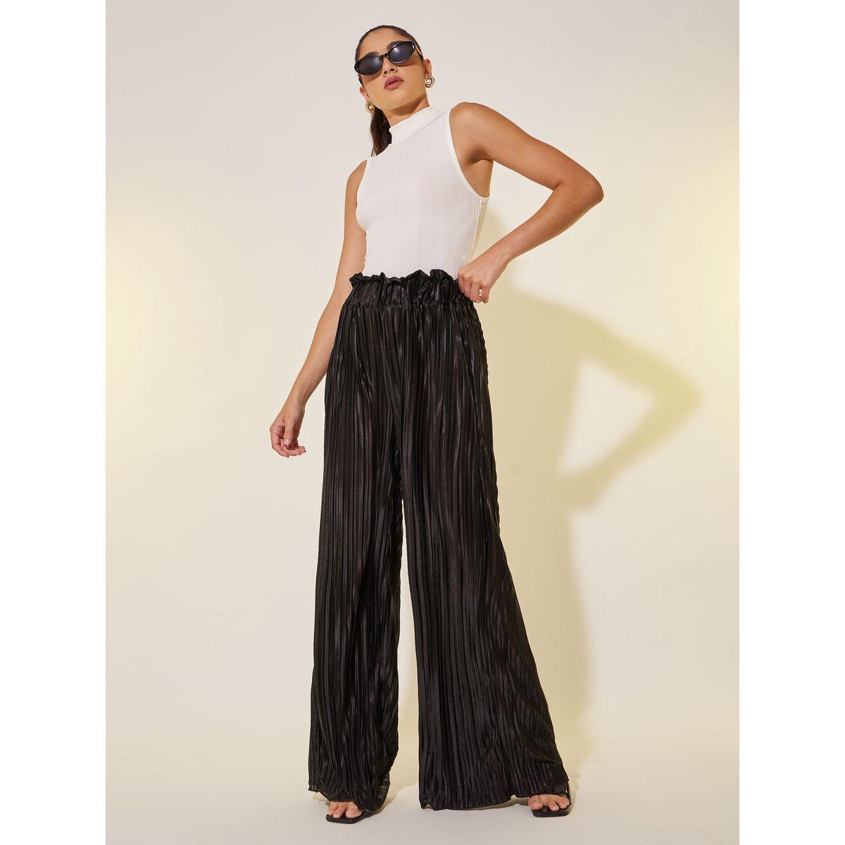 بنطال سادة بقصة مريحة وكسرات-women-clothing-bottoms-trousers-image-1