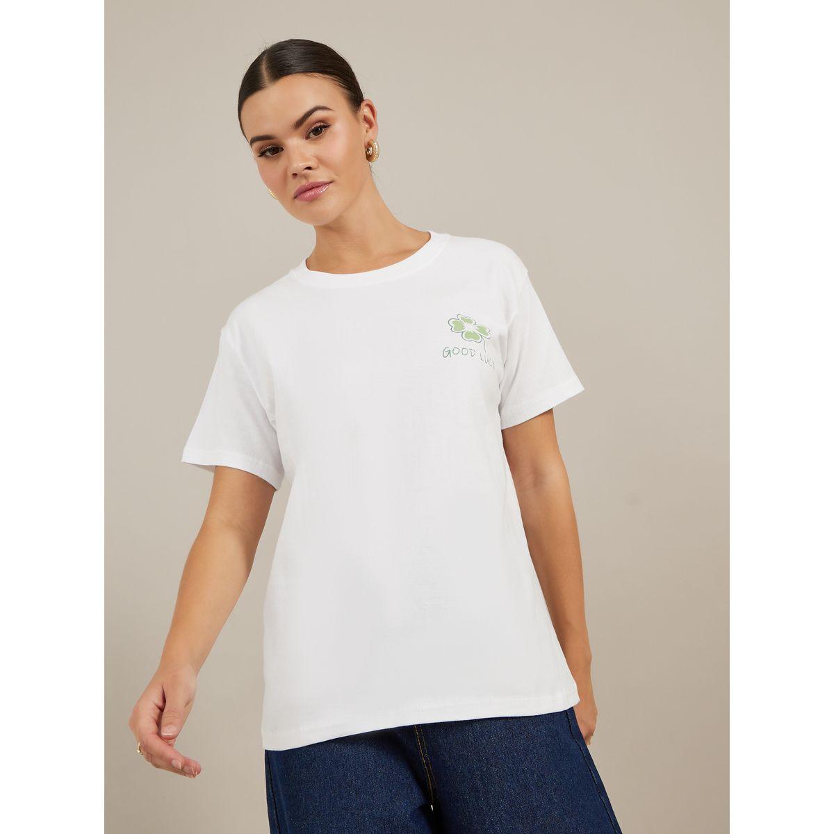 تيشيرت فضفاض بطبعة جرافيك وأكمام قصيرة-women-clothing-tshirts-image-4