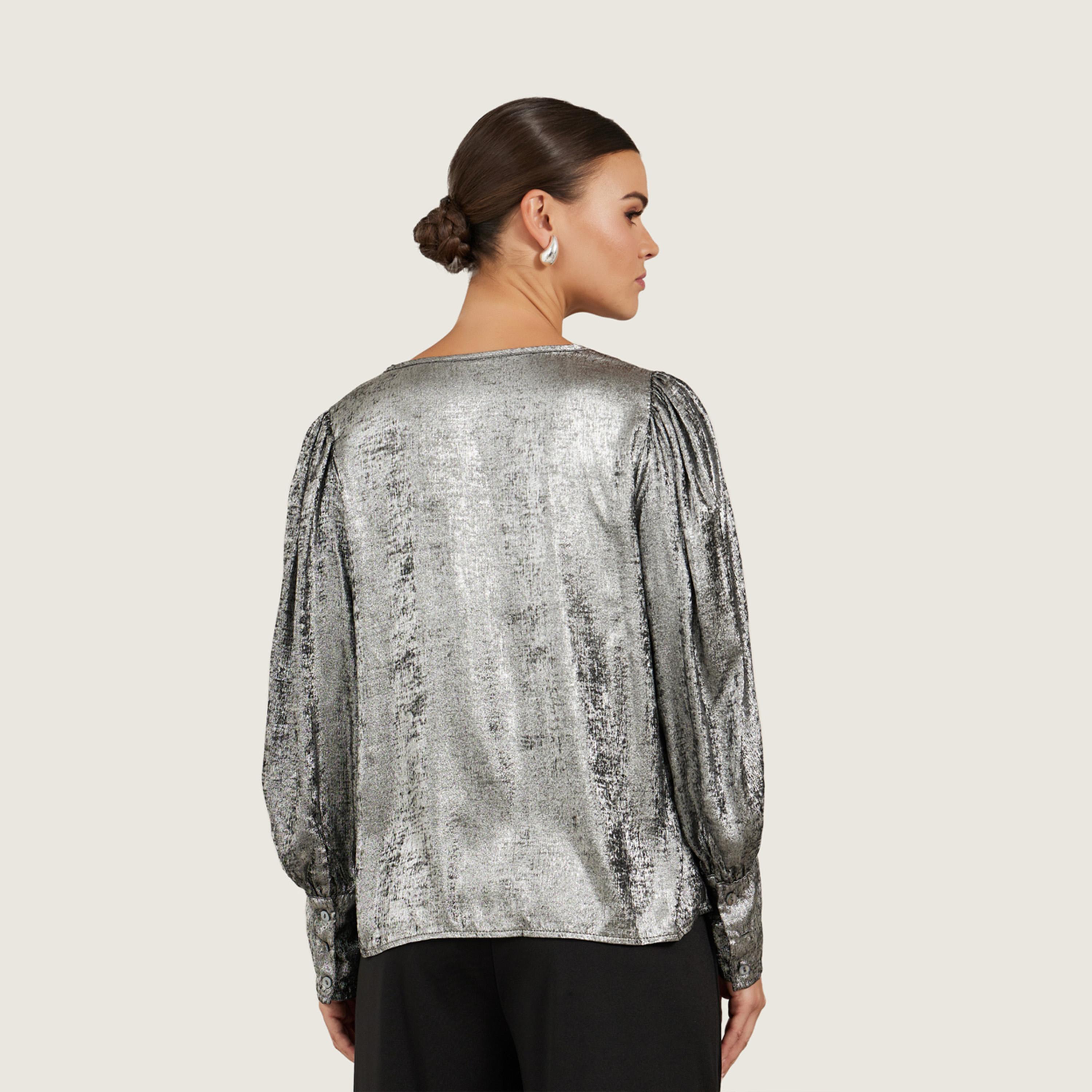 ستايلي - قميص نسائي لامع بأكمام منتفخة للحفلات-women-clothing-shirtsandblouses-shirts-image-5