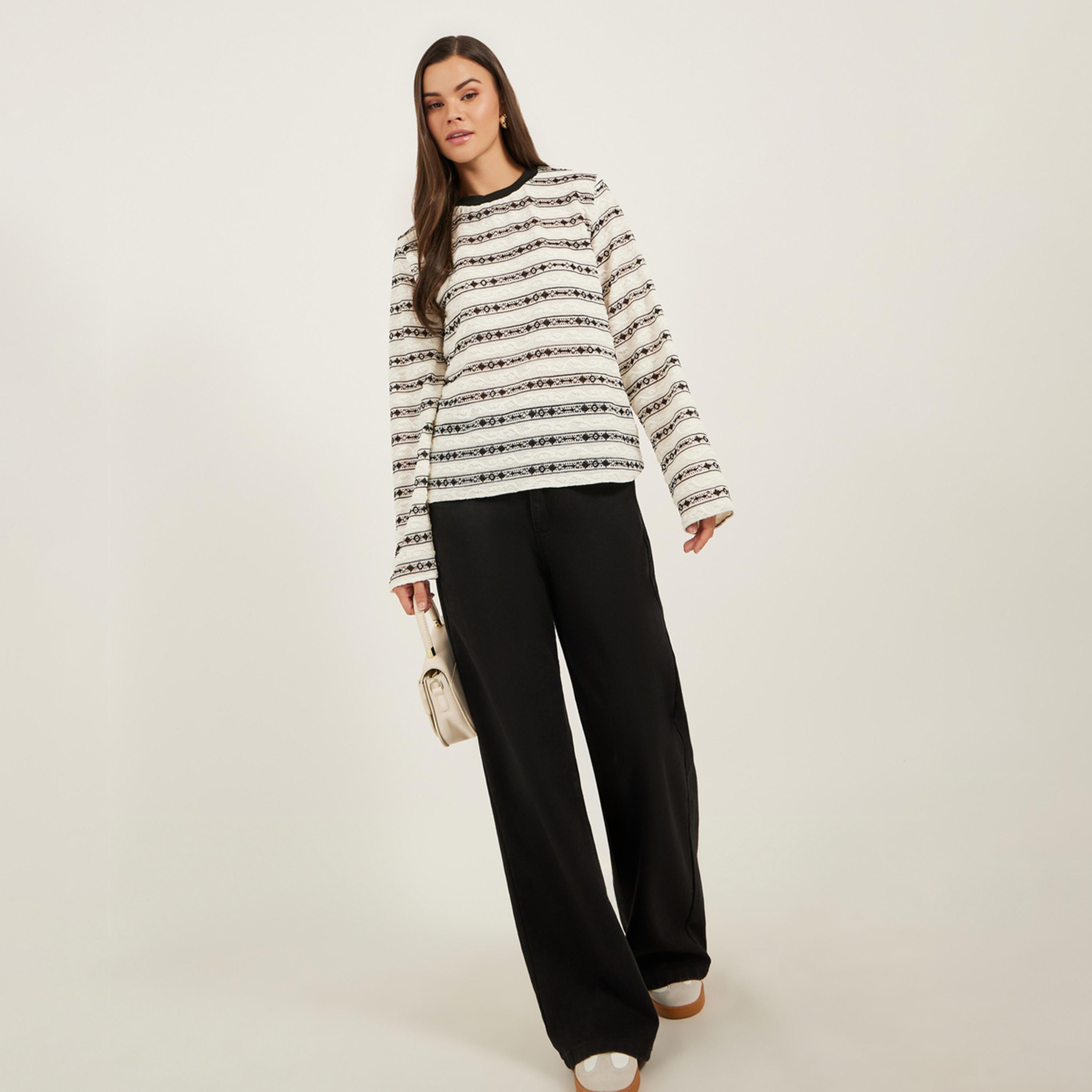 تيشيرت مخطط بأكمام طويلة-women-clothing-tshirts-image-2