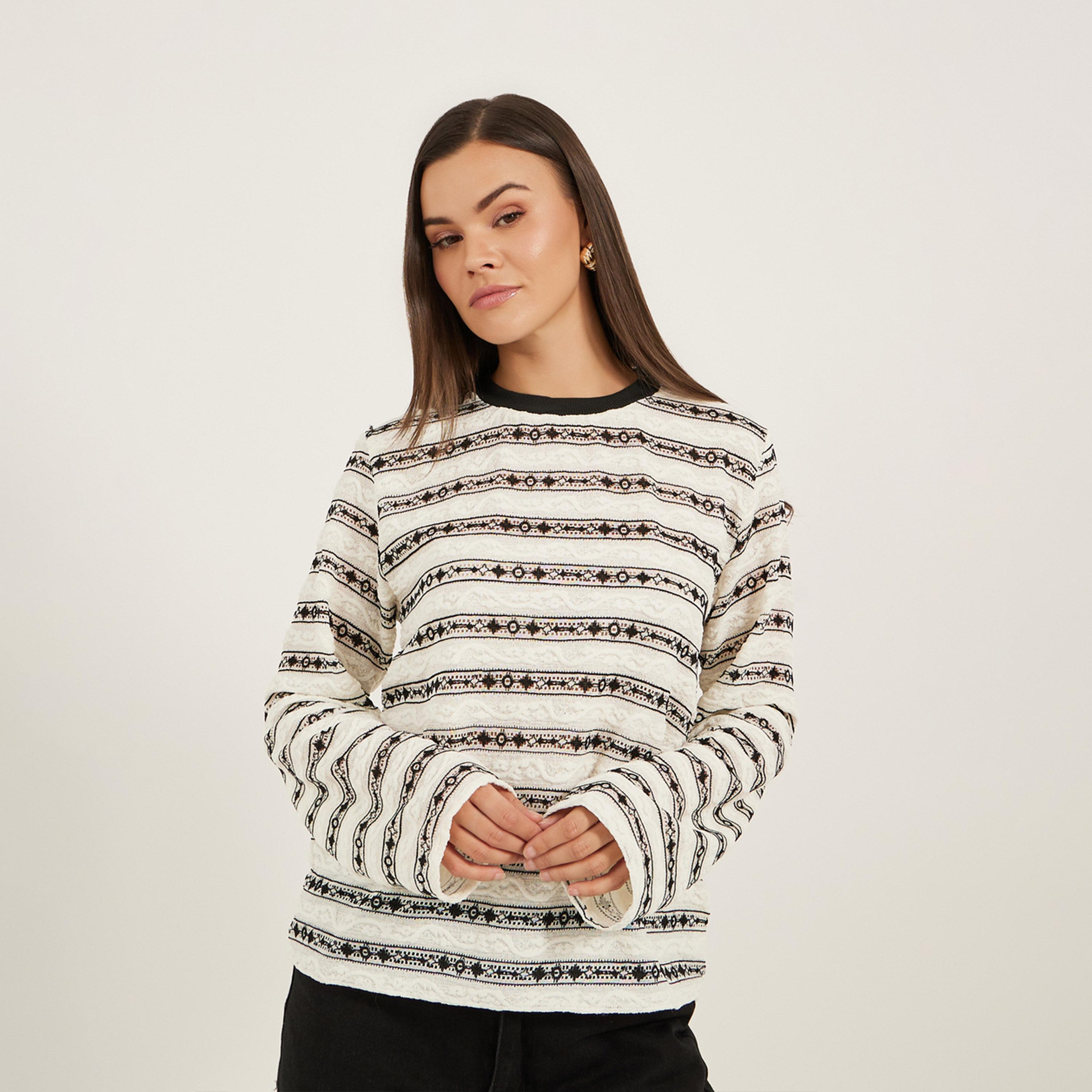 تيشيرت مخطط بأكمام طويلة-women-clothing-tshirts-image-3