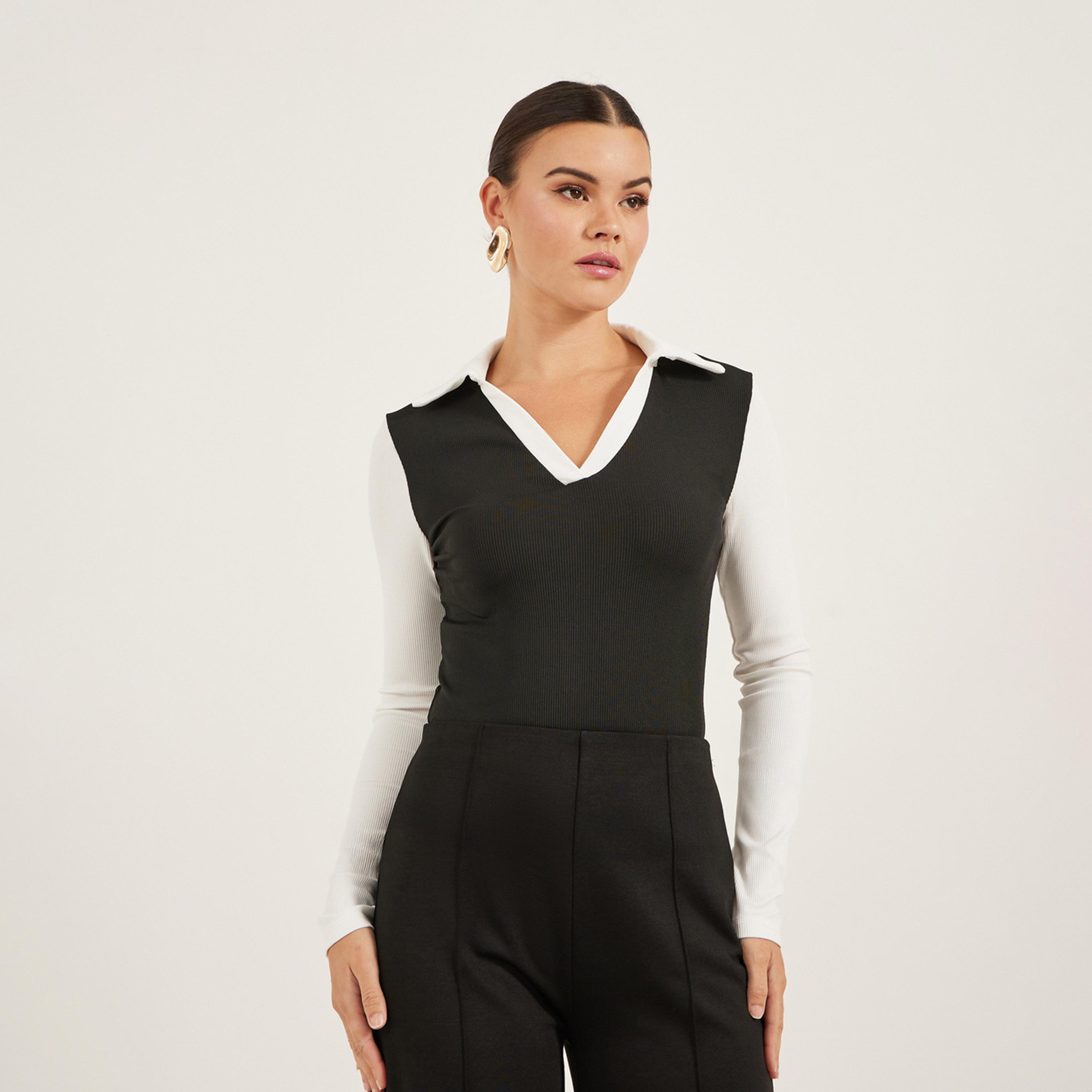 ستايلي - تي شيرت نسائي بأكمام طويلة بألوان متعددة-women-clothing-tshirts-image-4