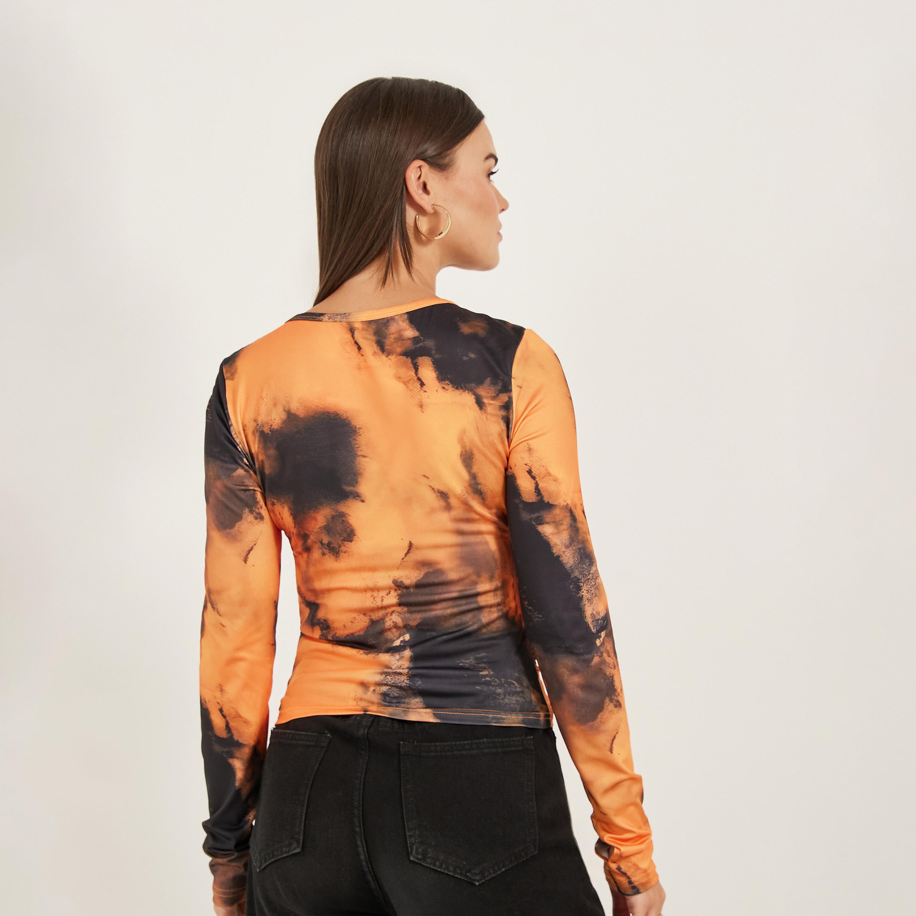 Styli Colorblock V-Neck Long Sleeve Casual Top-women-clothing-shirtsandblouses-blouses-image-5