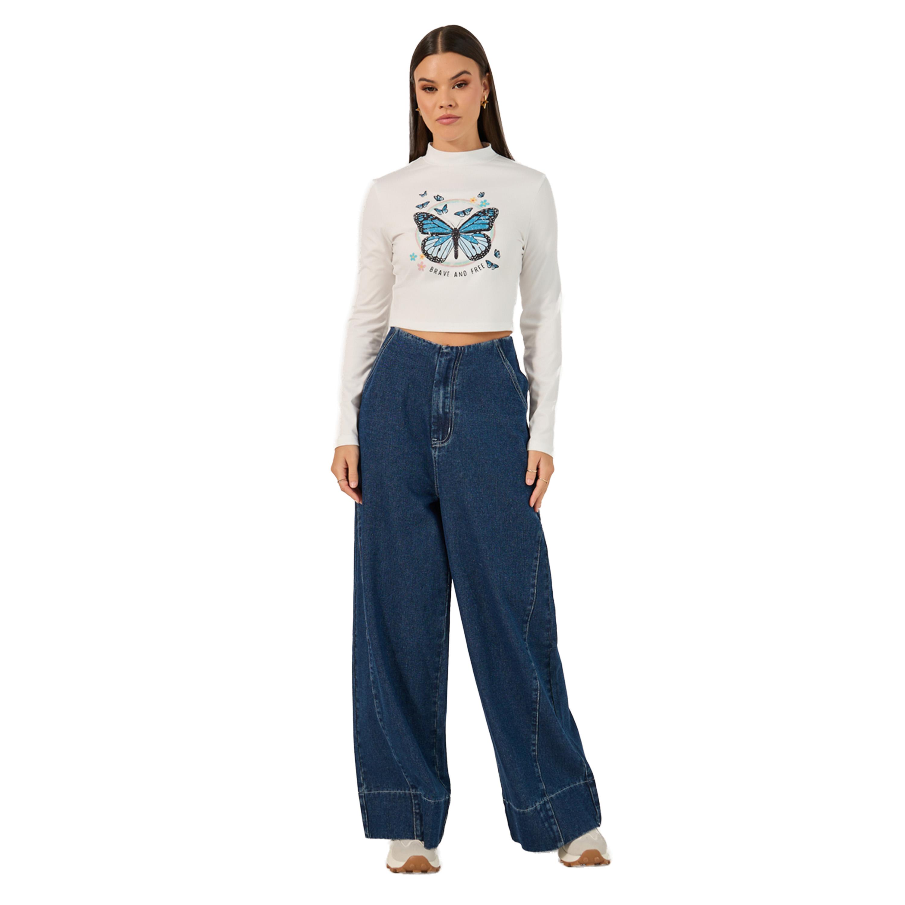 Styli Butterfly Printed Long Sleeve Crop Top-women-clothing-tshirts-image-2