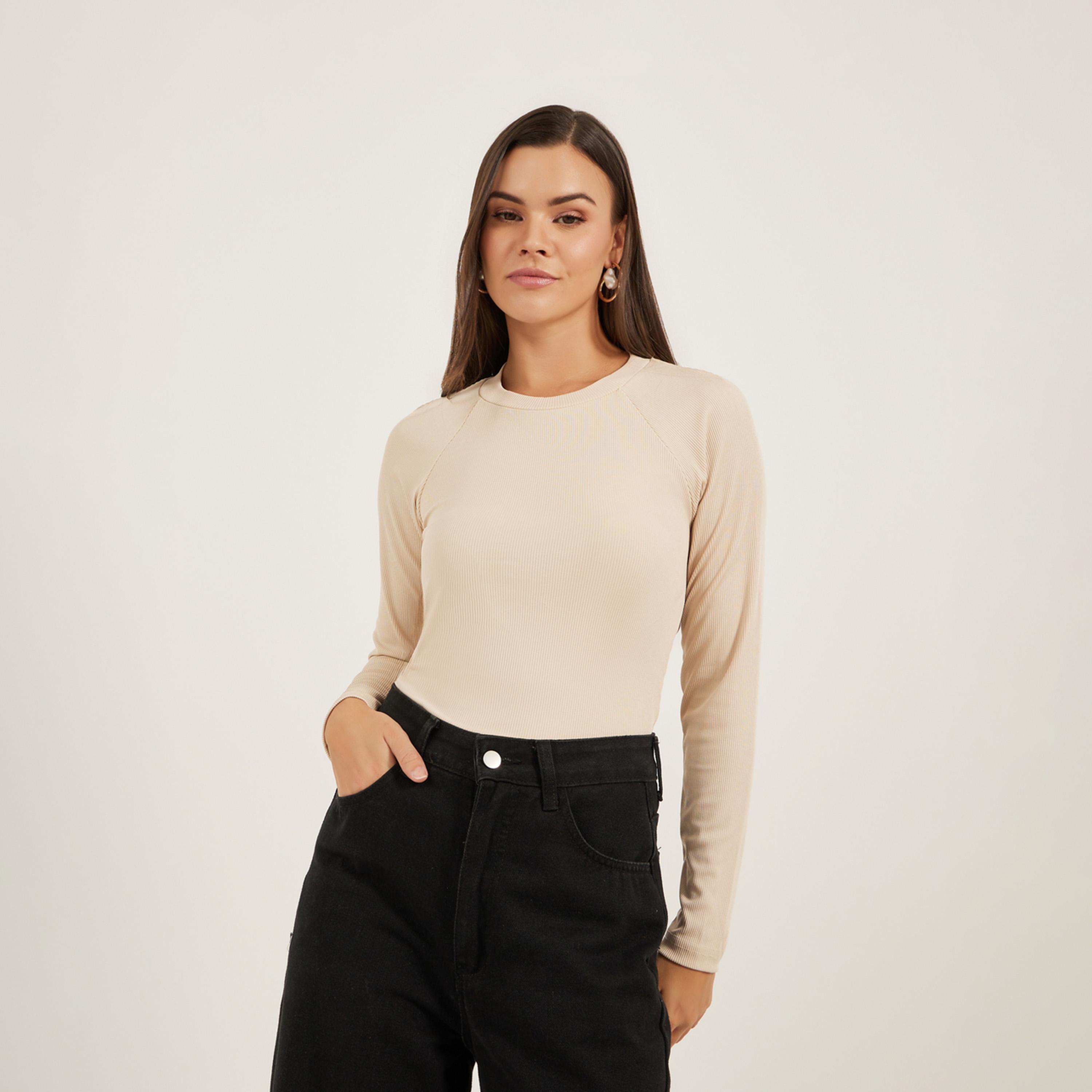 Styli Womens Regular Round Neck Tie Waist Cropped T-Shirt-women-clothing-tshirts-image-1